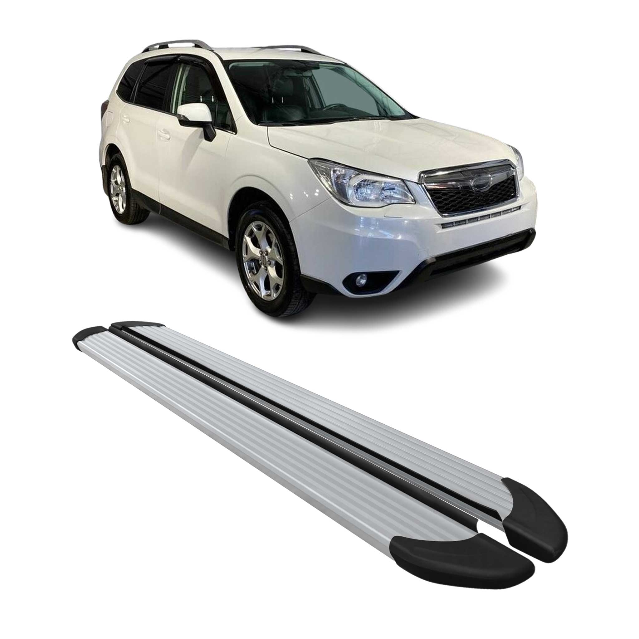 2014-2018 Subaru Forester IV Crosstrek Running Boards Side Steps Silver