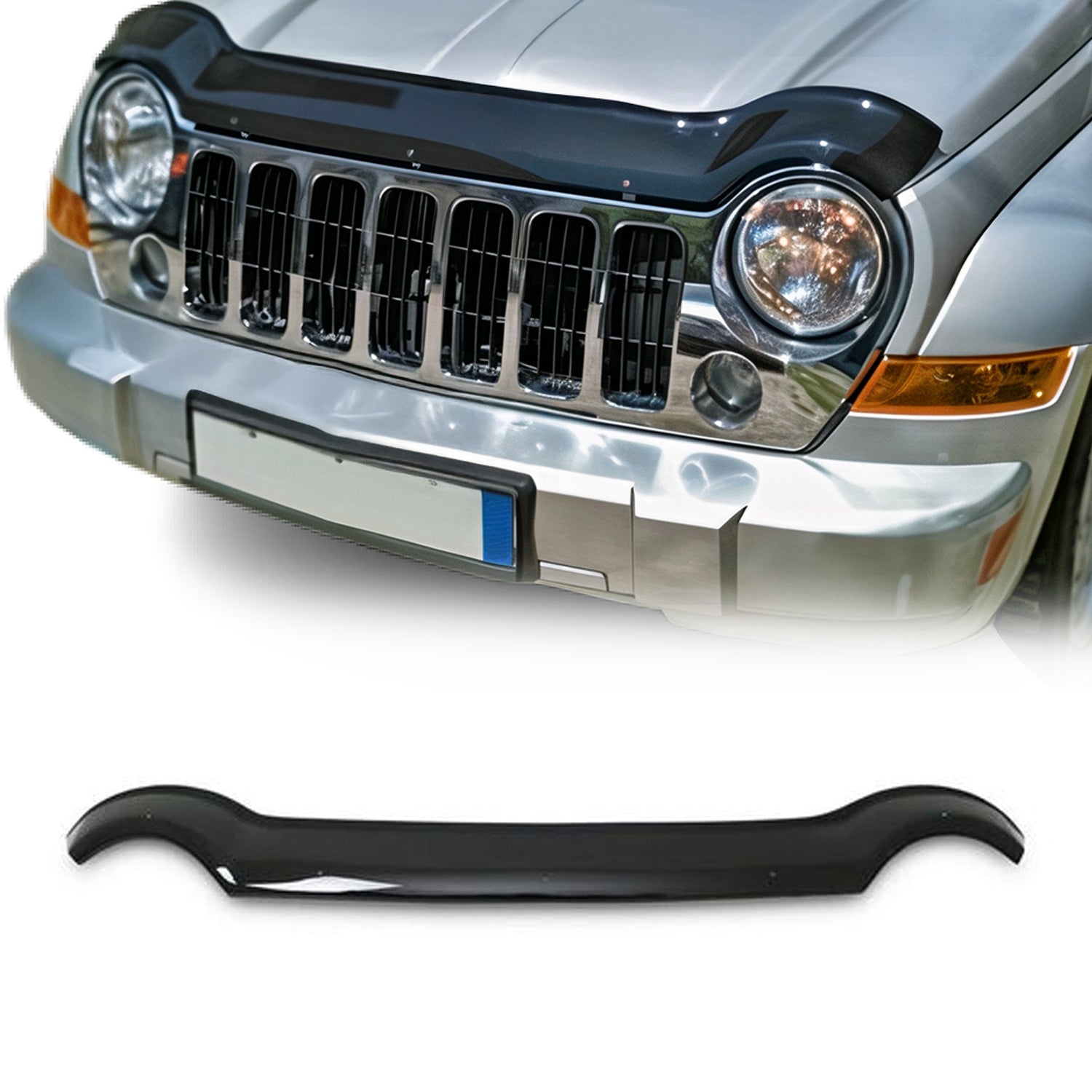 2002-2007 Jeep Liberty Front Bug Shield Hood Deflector 1 Pc Smoke