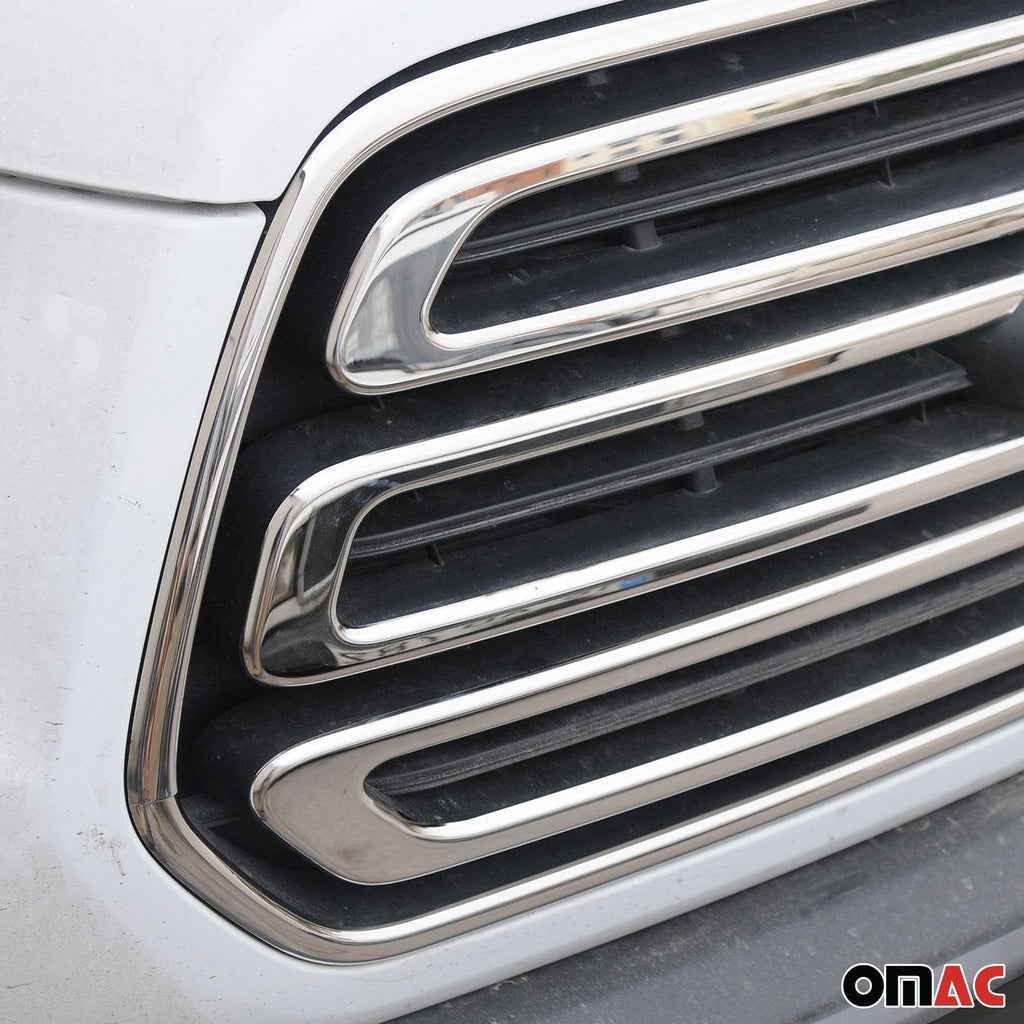 Ford Transit 150 250 350 2015-2019 Pre Facelift Front Bumper Grill Trim Molding Stainless Steel Silver 5Pcs