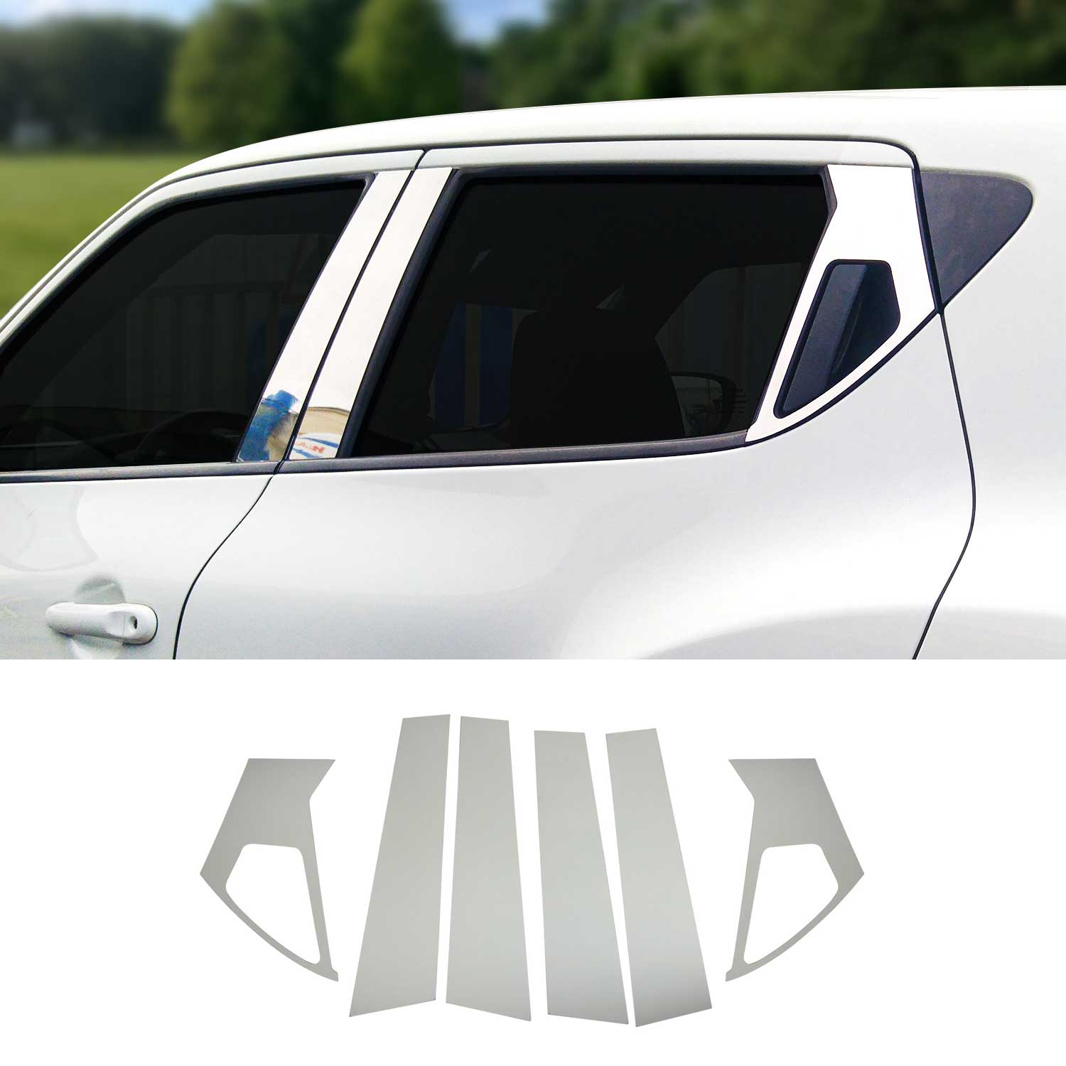 2011-2017 Nissan Juke Window B Pillar Posts Door Trim Cover Stainless Steel Silver 6x