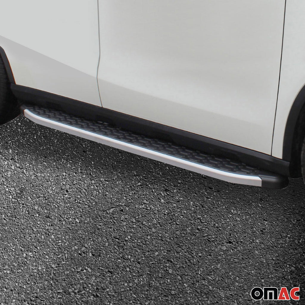 2008-2015 Land Rover LR2 Running Boards Side Steps Silver & Black