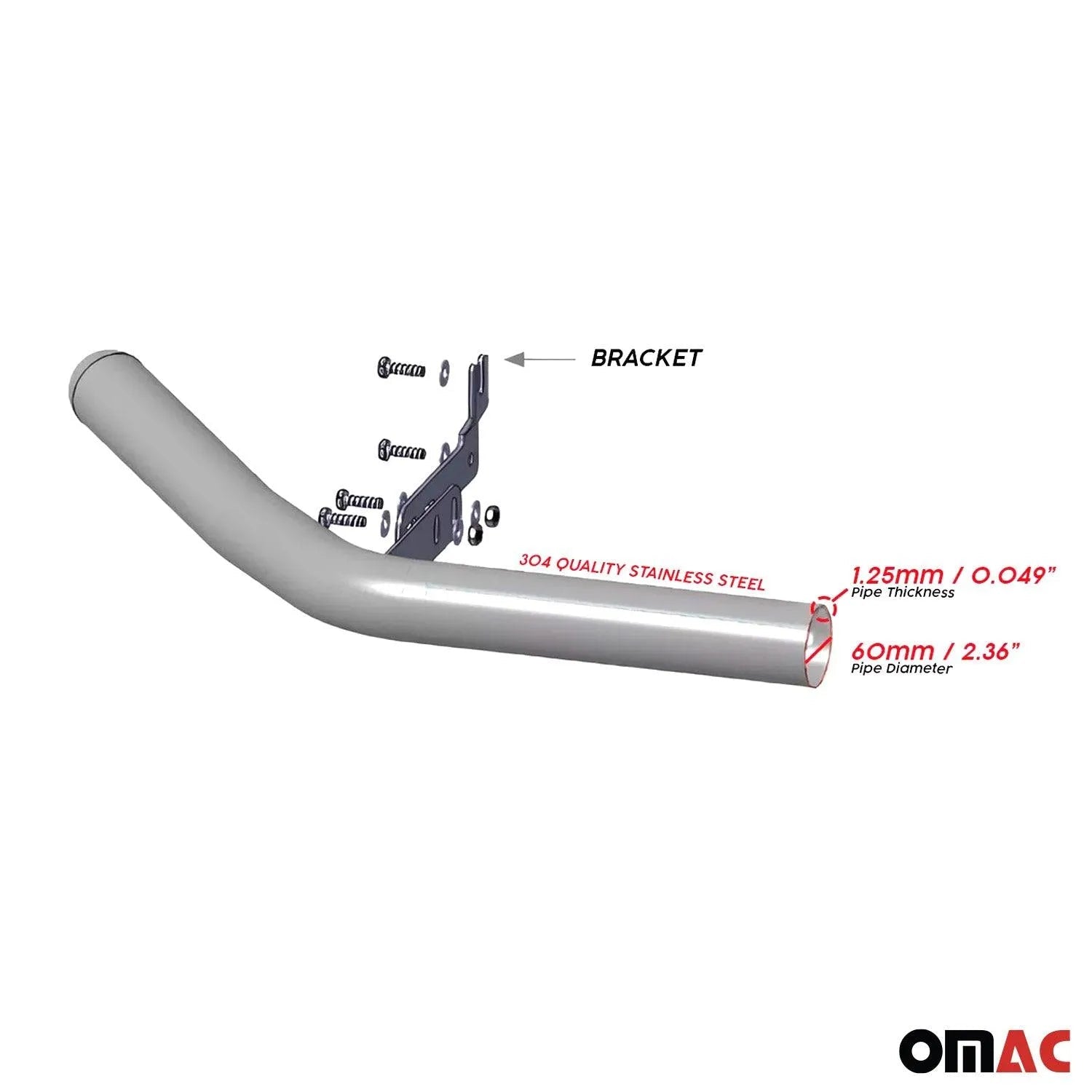 2014-2016 Nissan Rogue Bull Bar Push Front Bumper Grille 60mm Stainless Steel