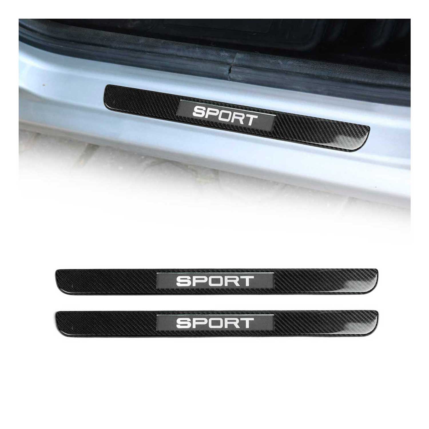 2012-2017 Kia Rio Door Sill Scuff Plate Illuminated Sport Carbon Fiber 2 Pcs