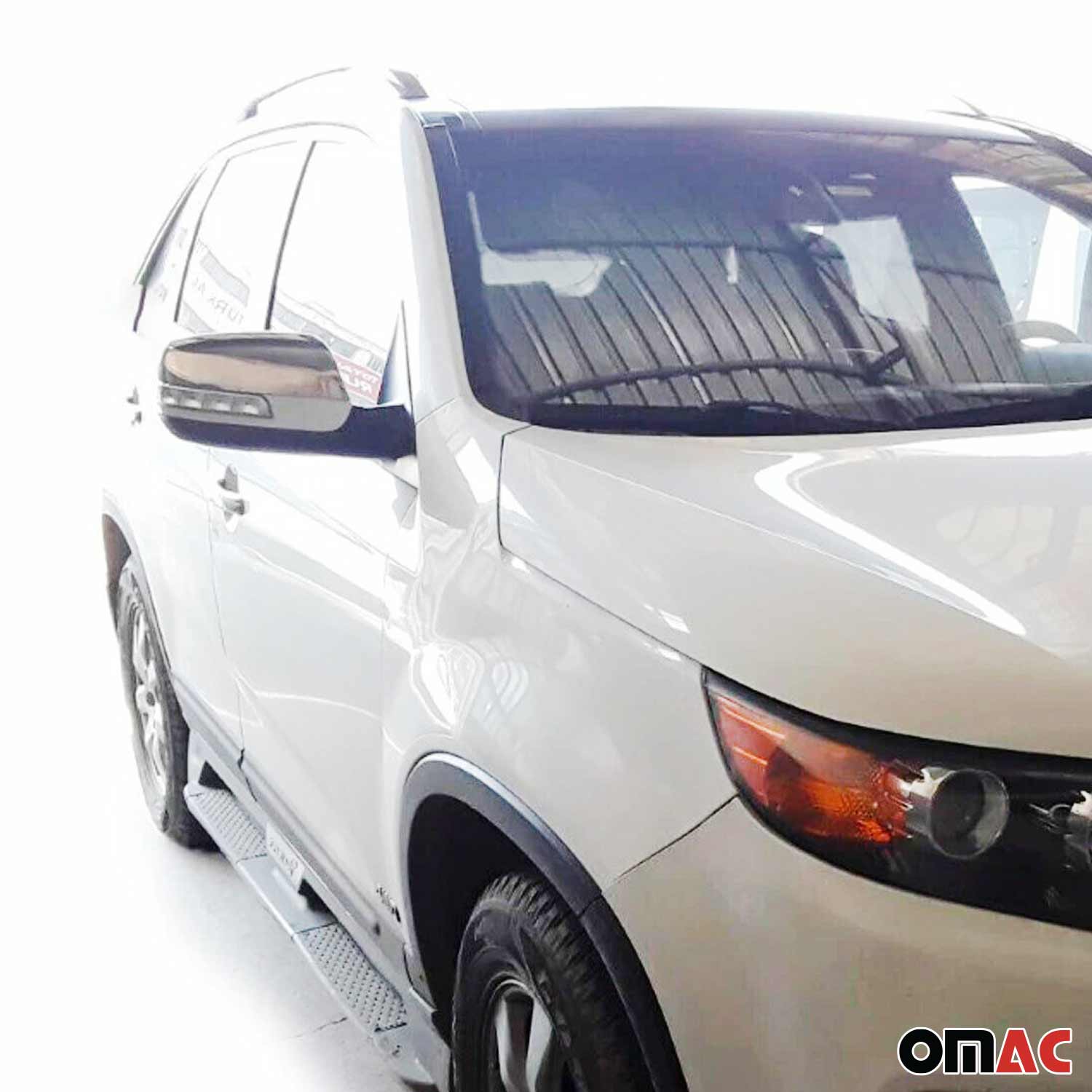 2011-2015 Kia Sorento Side Mirror Cover Caps Stainless Steel Silver 2 Pcs