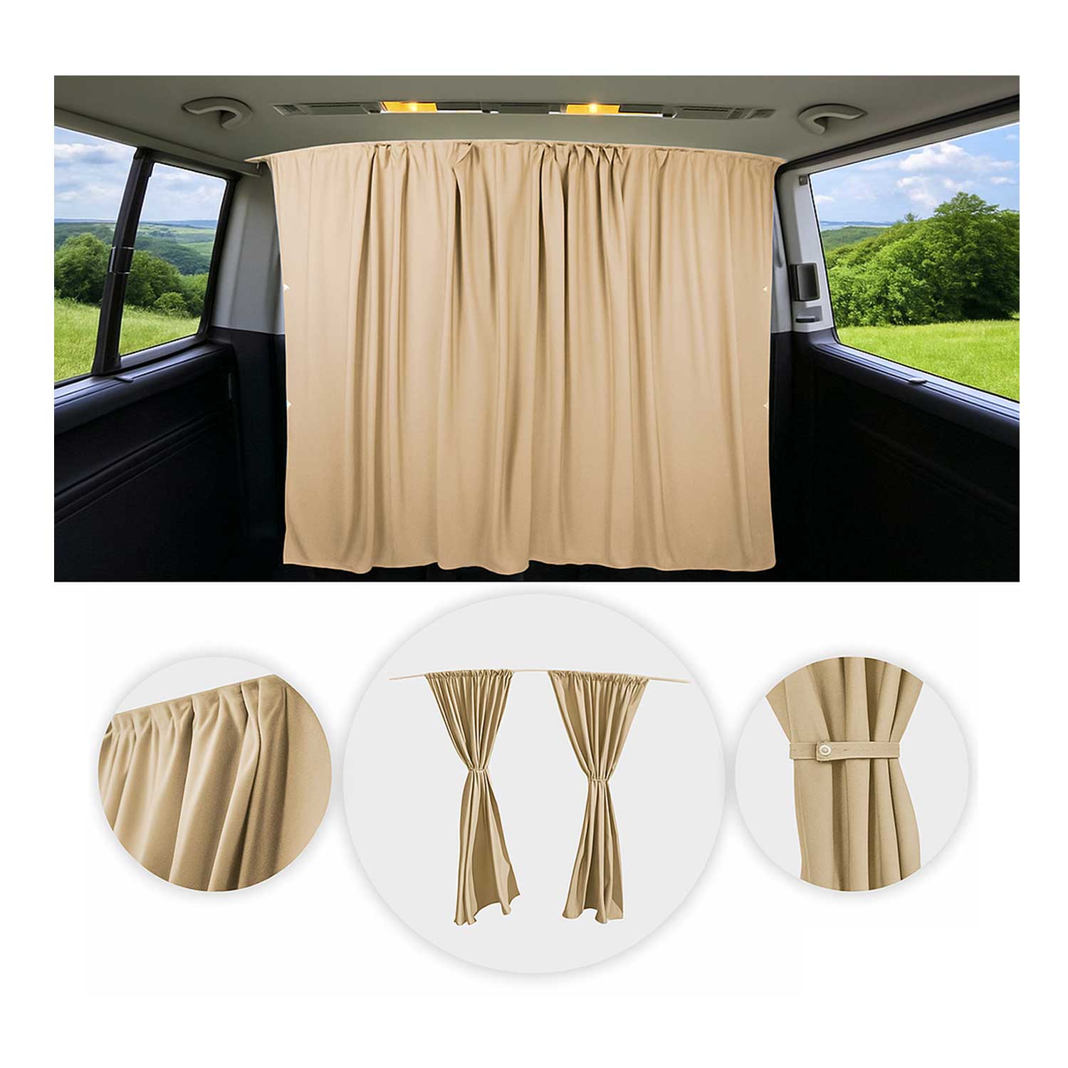 GMC Cabin Divider Curtains Privacy Curtains Beige 2 Curtains