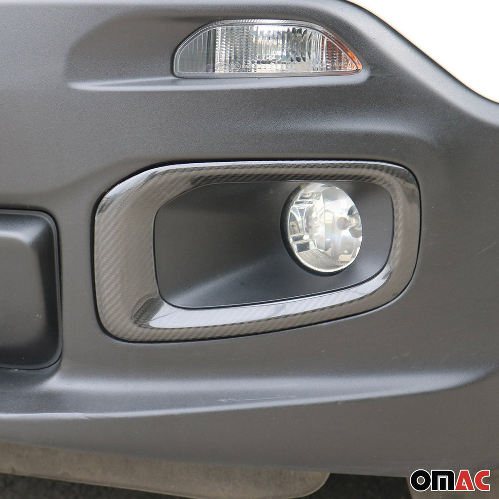 2015-2018 Jeep Renegade Fog Light Lamp Bezel Cover Carbon Fiber Black 2 Pcs