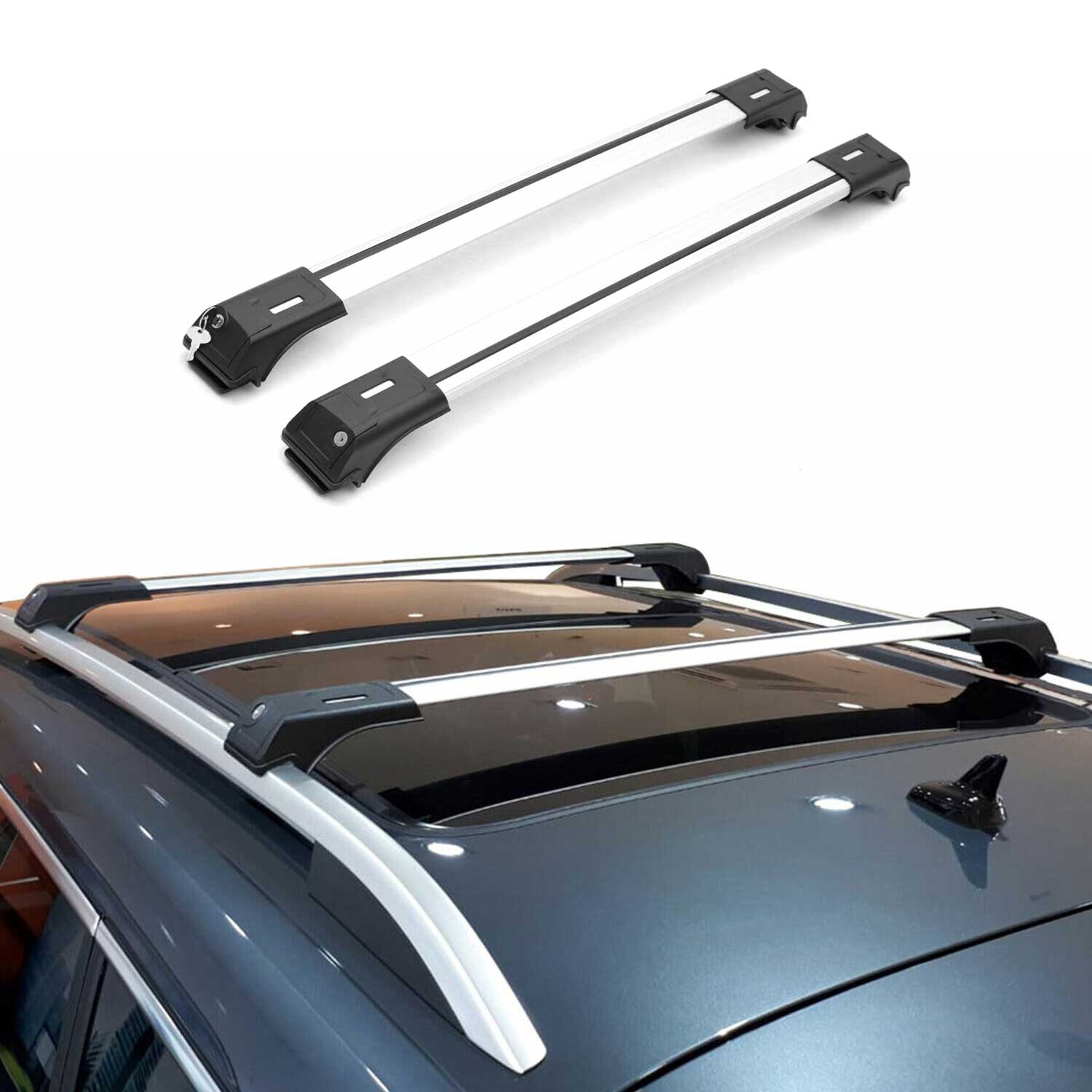 2009-2015 Mercedes GLK Class X204 Roof Rack Cross Bars Silver