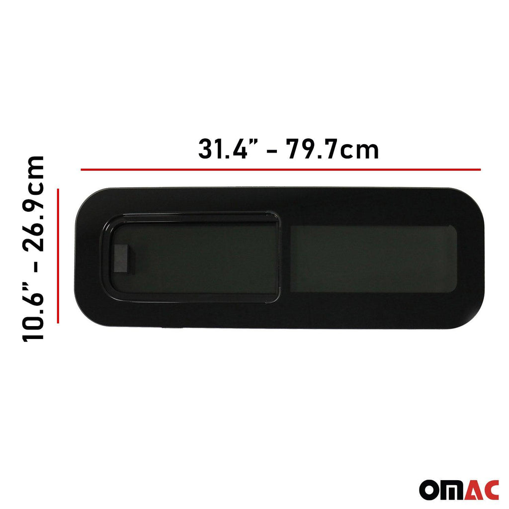 RV Window Teardrop Horizontal Sliding Left Vent Glass 31.4" x 10.6" Black