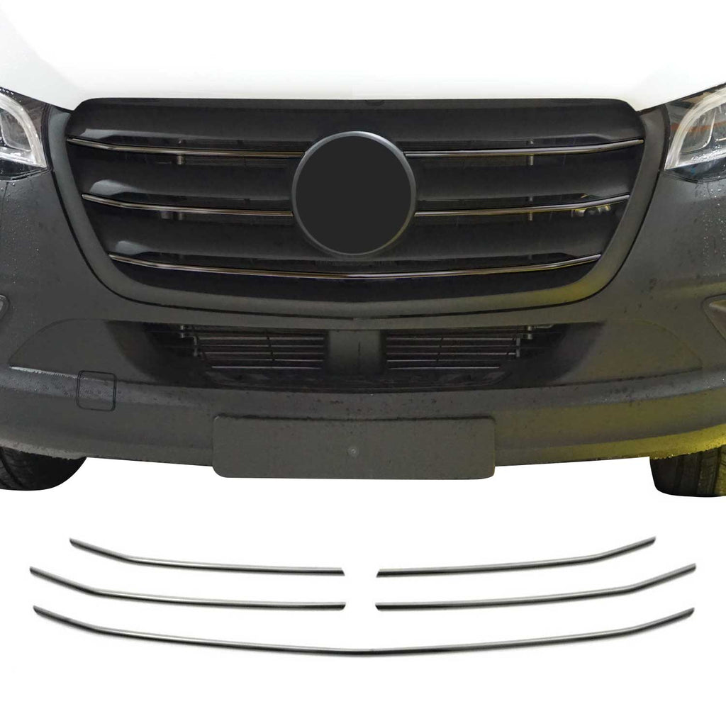 2019-2026 Mercedes Sprinter W907 910 Front Bumper Grill Trim Stainless Steel Dark 5x