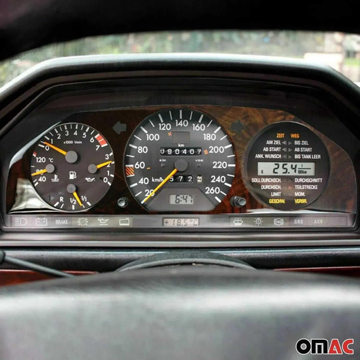 1988-1990 Mercedes E Class W124 Dash Speedometer Frame Wood Walnut 1Pc