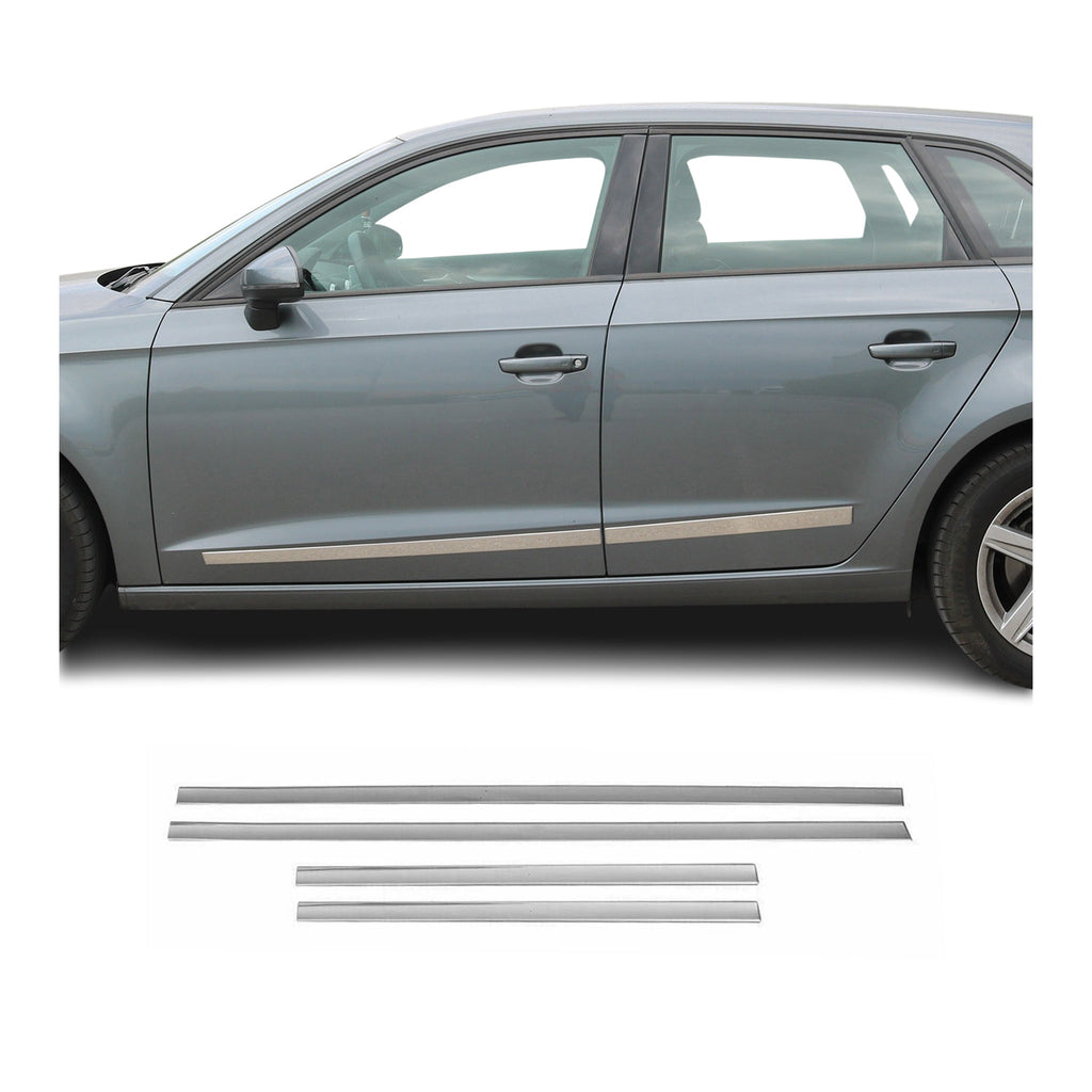 VW Side Door Molding Trim Skirt Garnish Stainless Steel Silver 4 Pcs