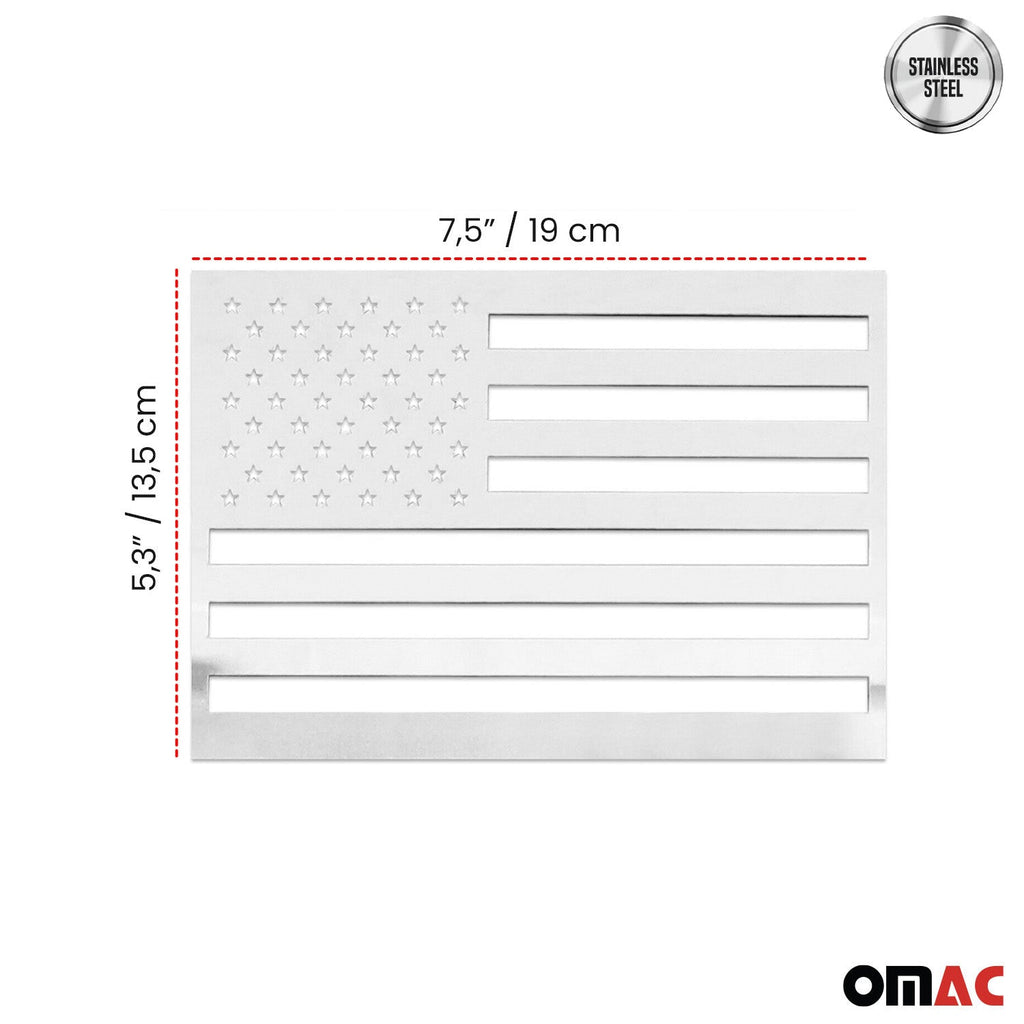 US American Flag Chrome Decal Sticker Stainless Steel