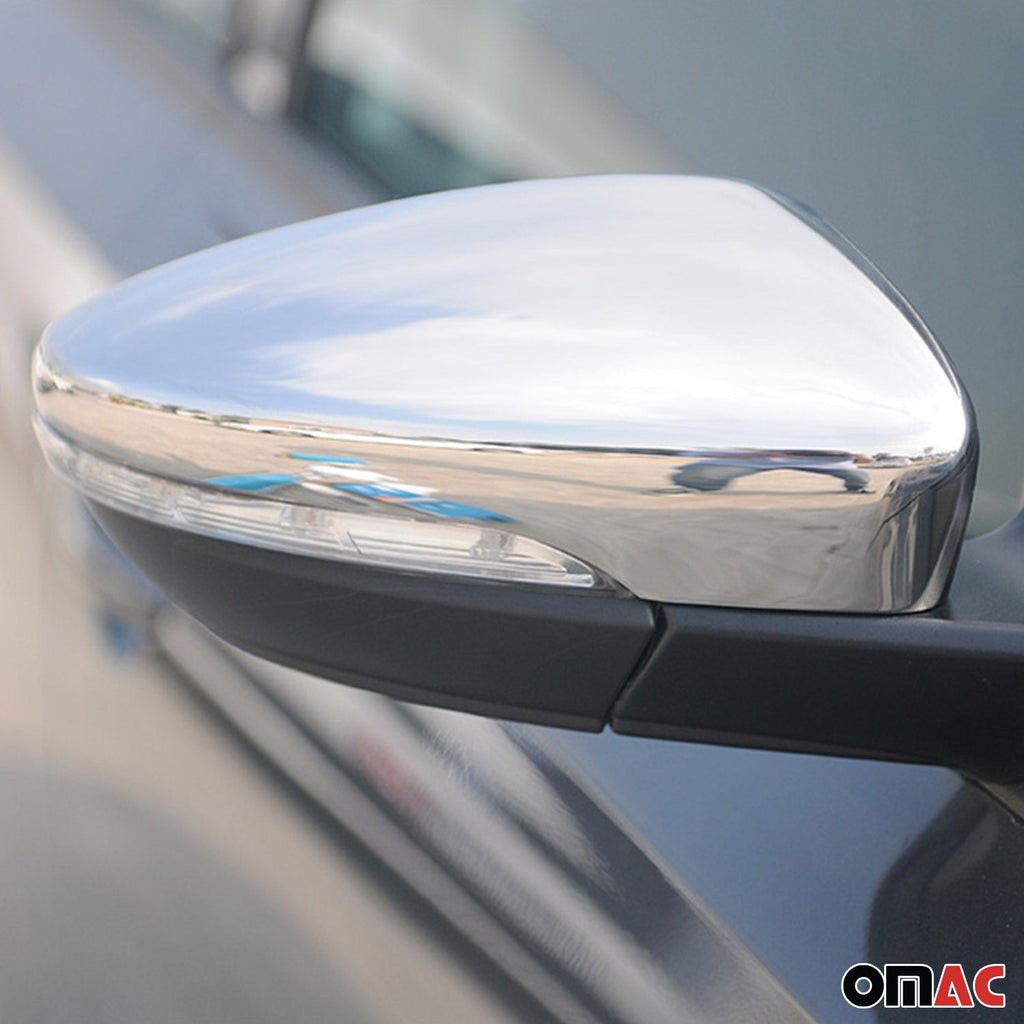 2012-2014 VW Passat B7 Side Mirror Cover Caps Stainless Steel Silver 2 Pcs