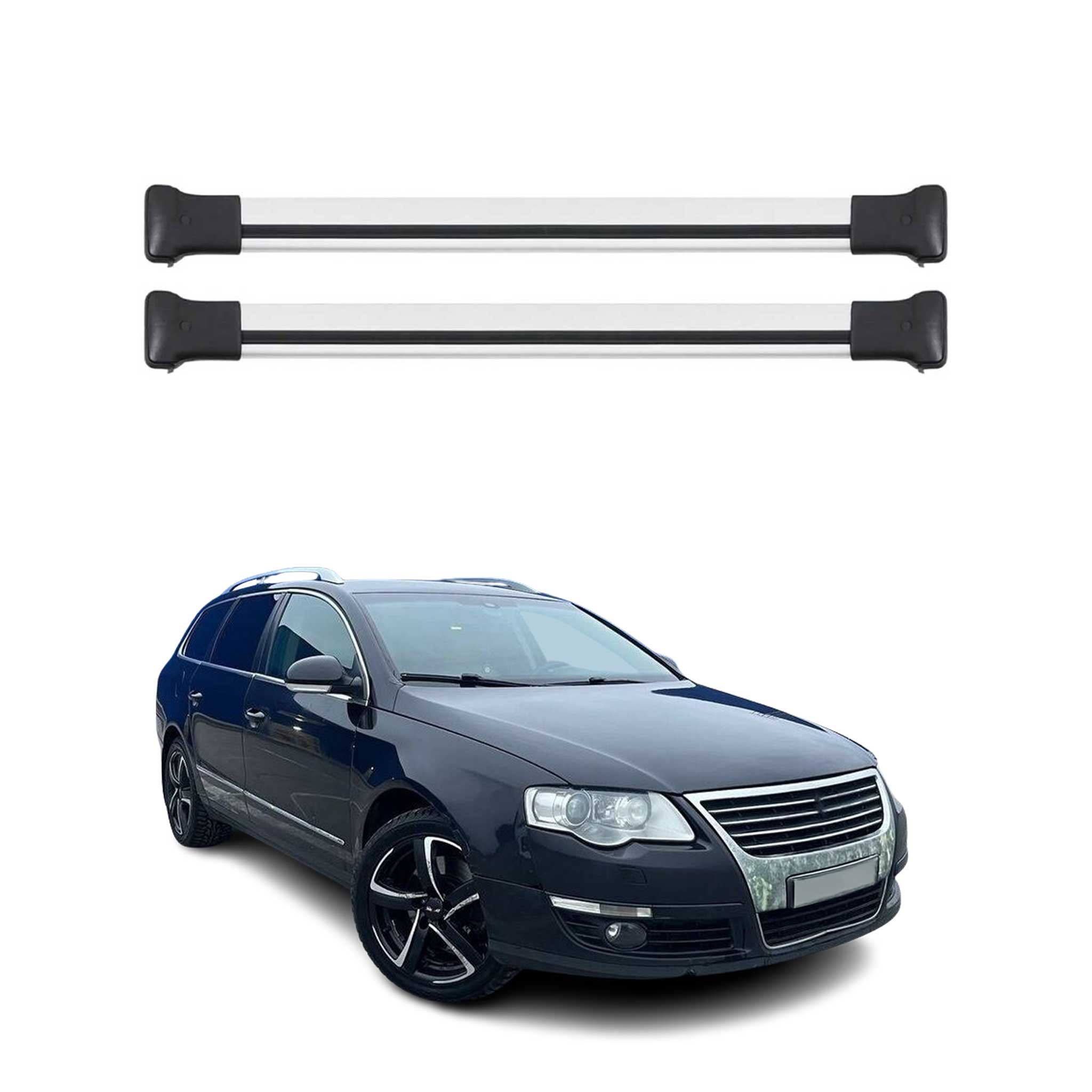 2006-2010 VW Passat B6 Wagon Alltrack Roof Rack Cross Bars Silver