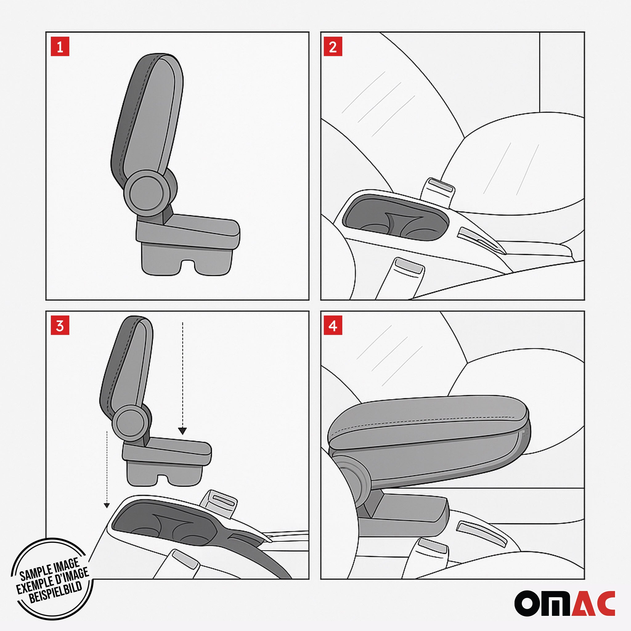 2011-2019 Ford Fiesta Black Center Console Armrest Plastic PU Leather 1Pc