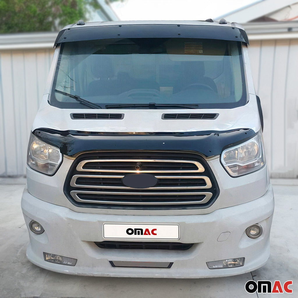 2015-2026 Ford Transit Windshield Sun Visor & Bug Shield Hood Deflector Kit 2Pcs Smoke