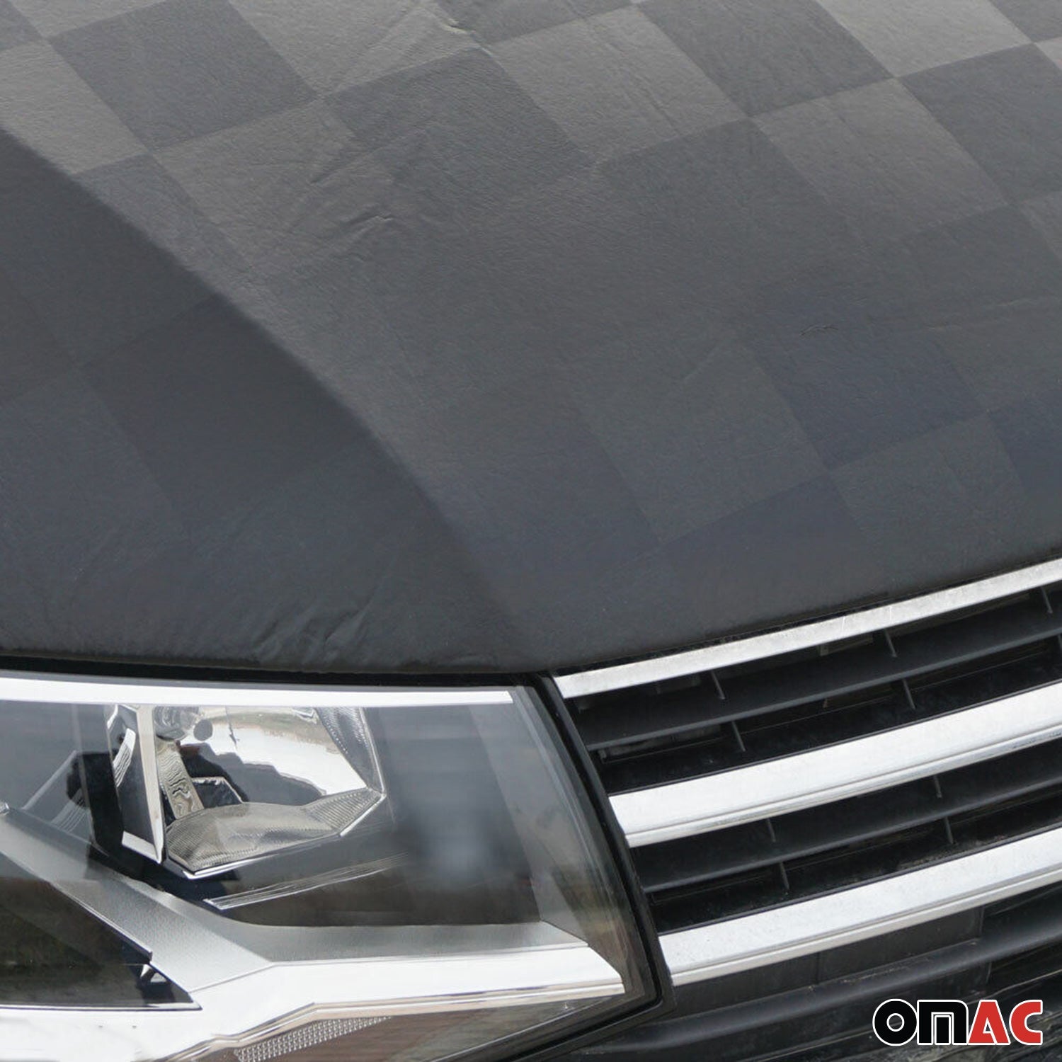 2015-2026 Ford Transit Car Bonnet Mask Hood Bra Black Full Cover Chequered