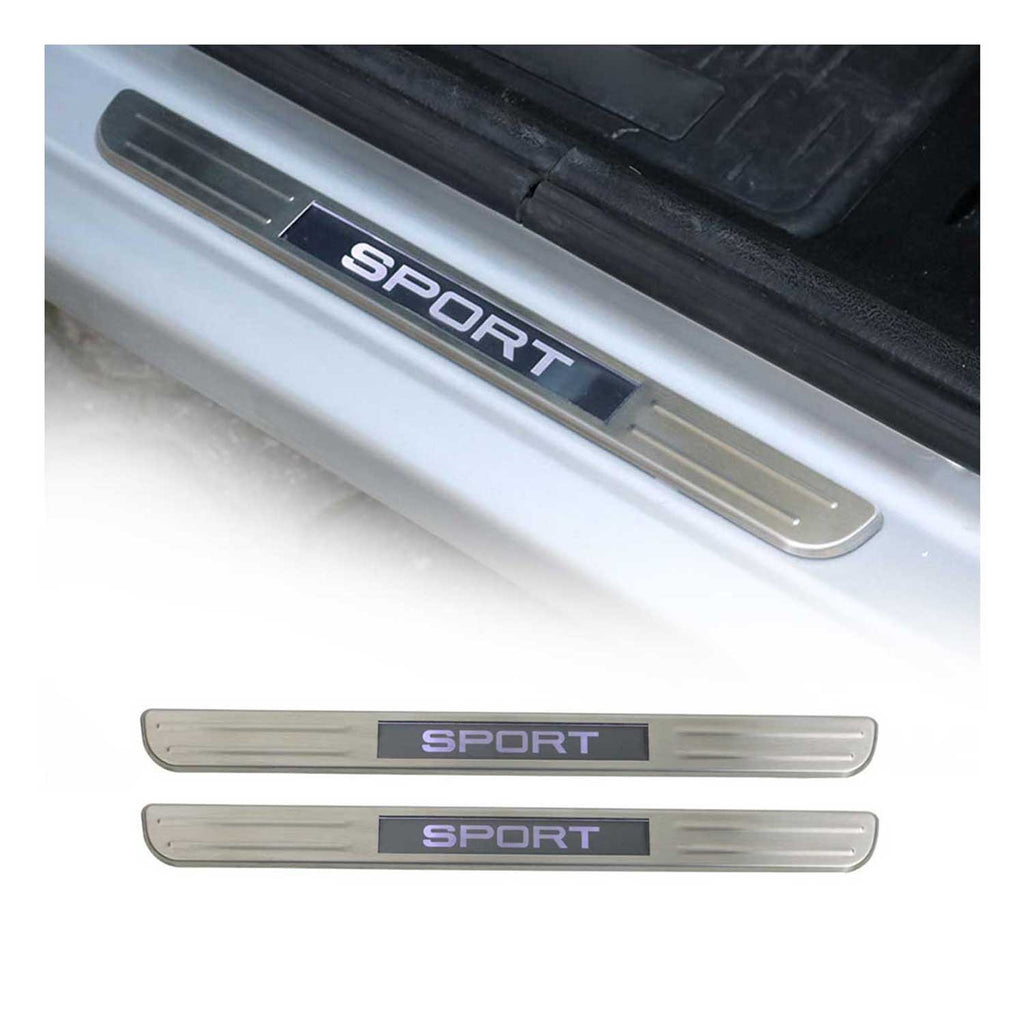 Mercedes E Class Door Sill Scuff Plate Illuminated Sport Stainless Steel Silver 2 Pcs