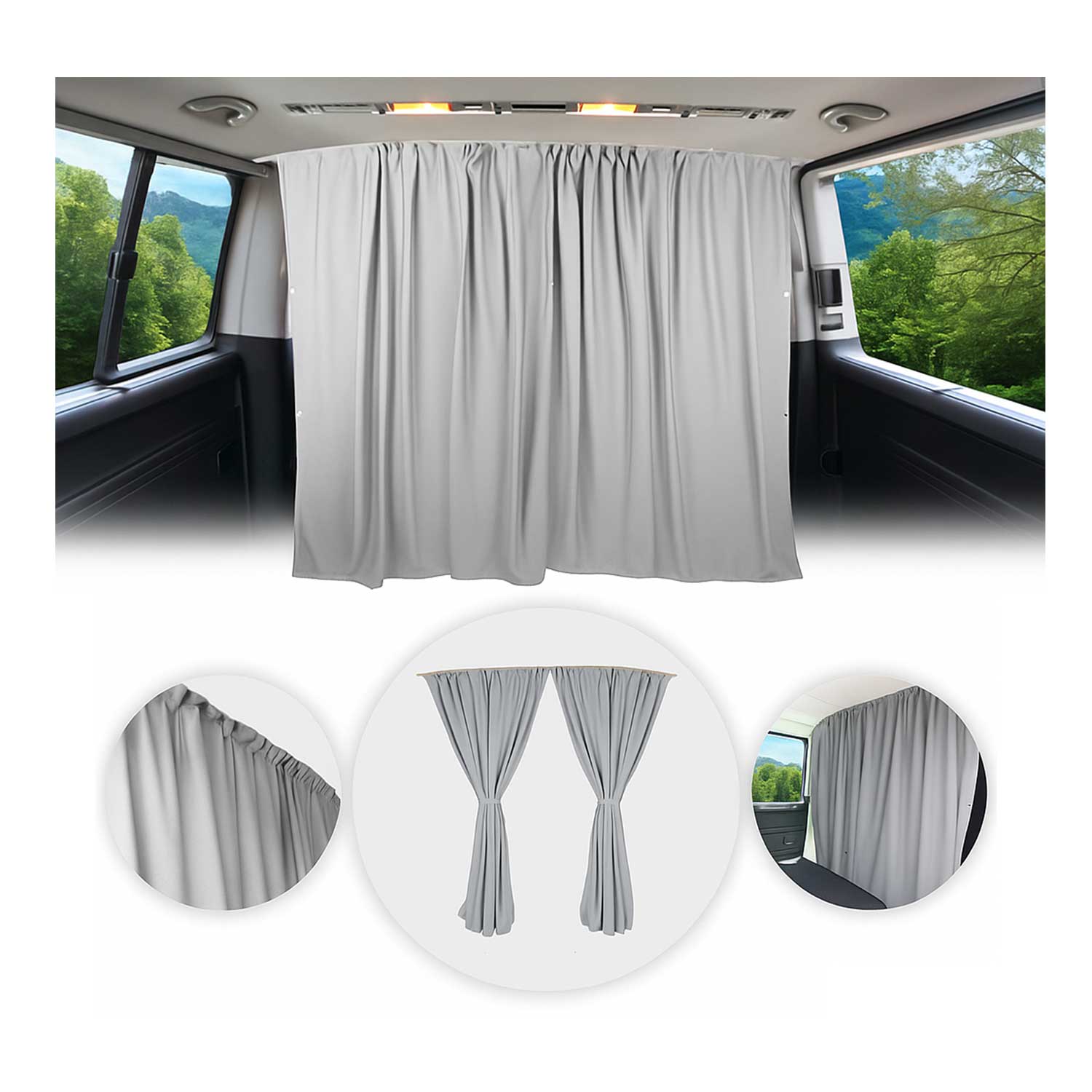 RAM ProMaster City Cabin Divider Curtain Privacy Curtains Gray 2 Curtains