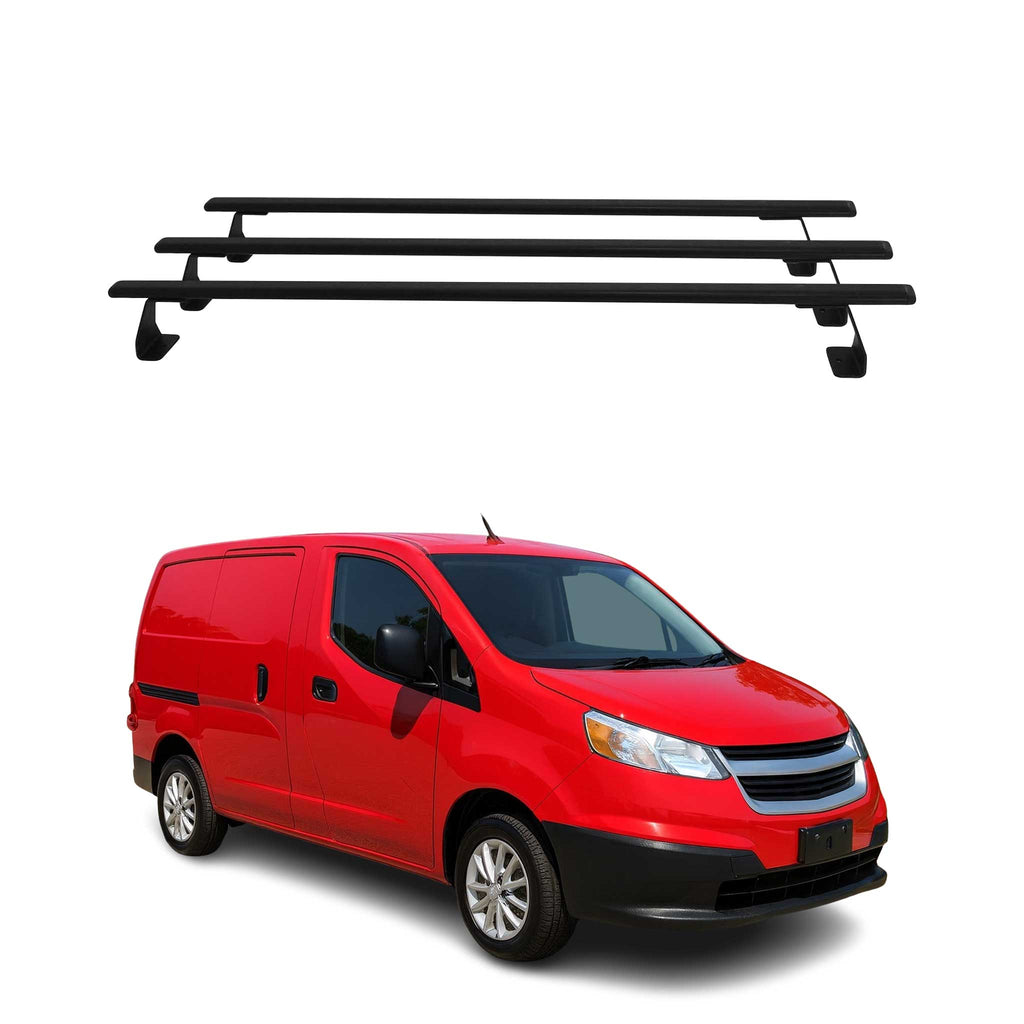 2015-2018 Chevrolet City Express Roof Rack Cross Bars 3Pcs Black