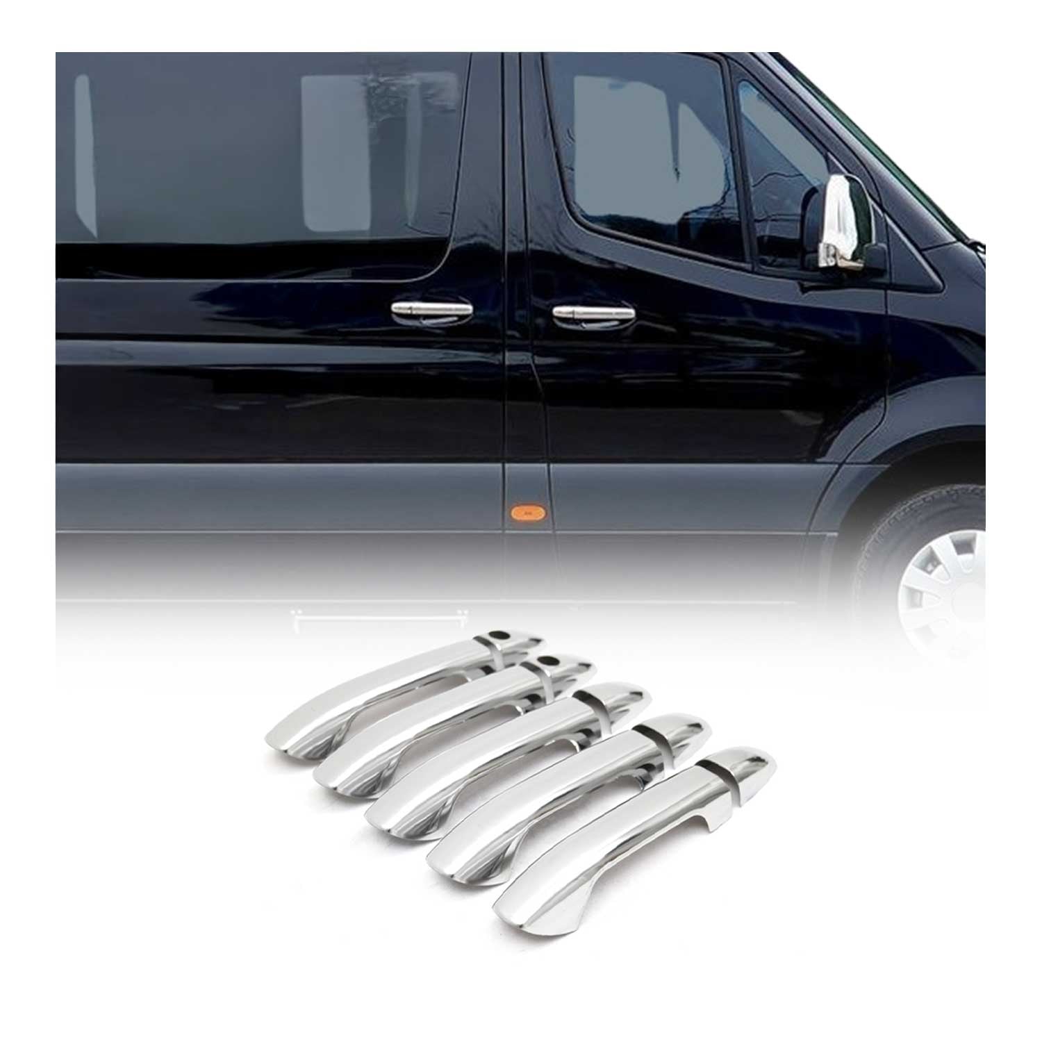 2019-2026 Mercedes Sprinter W907 910 Door Handle Cover Stainless Steel 2 Key Hole