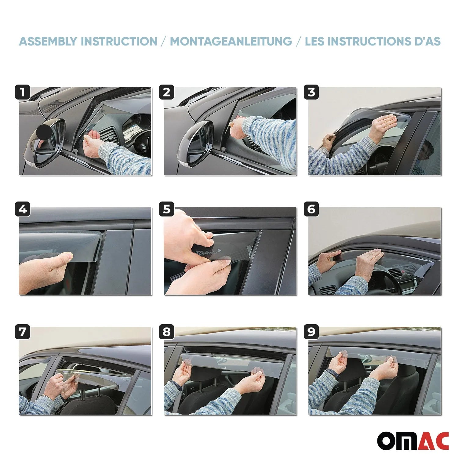2019-2022 RAM ProMaster City Bug Shield Hood Deflector & Window Visor Vent Kit 5Pcs Smoke