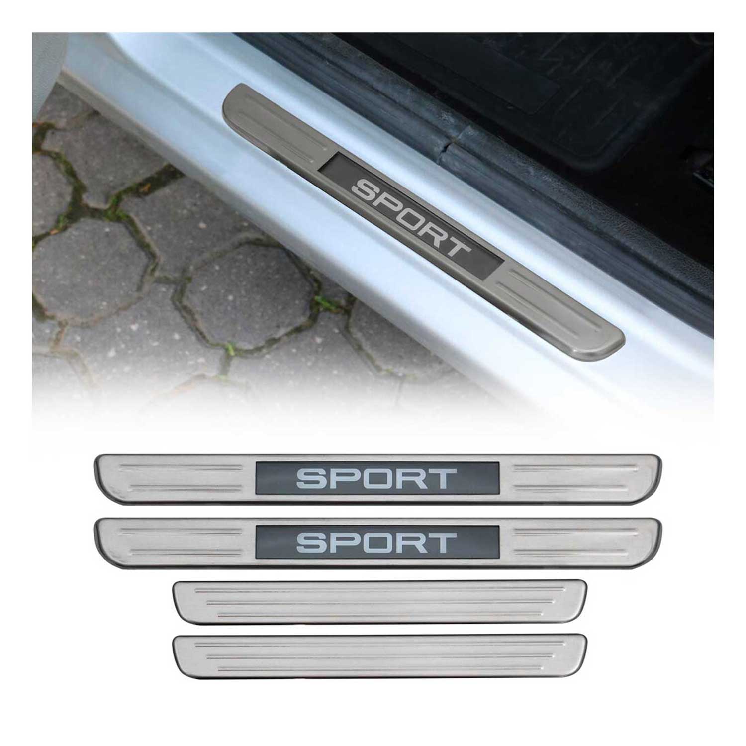 Toyota Door Sill Scuff Plate Illuminated Brushed Stainless Steel Silver 4 Pcs