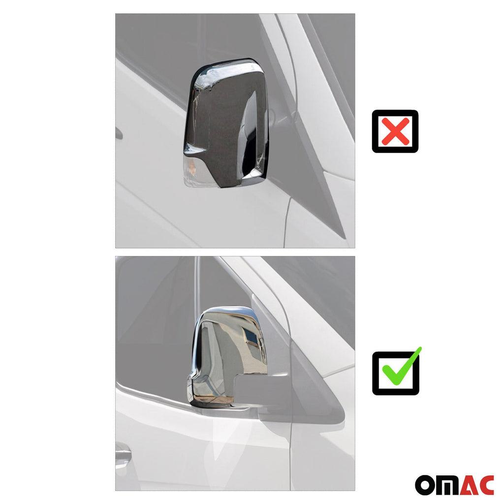 2019-2026 Mercedes Sprinter W907 910 Side Mirror Cover Caps Brushed Stainless Steel