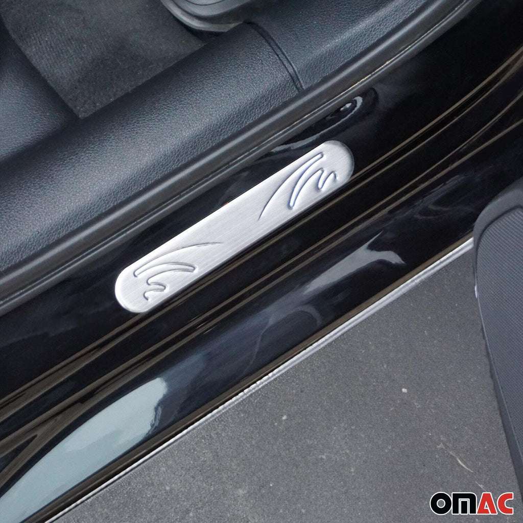 Cadillac Door Sill Scuff Plate Scratch Protector Stainless Steel Silver Wave 4 Pcs