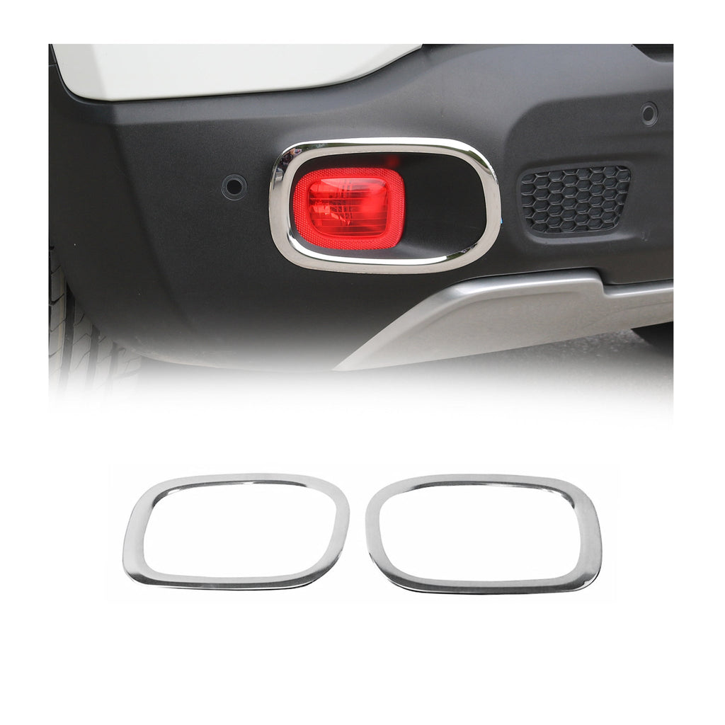 2015-2018 Jeep Renegade Rear Reflector Lamp Rim Frame Silver Steel 2 Pcs