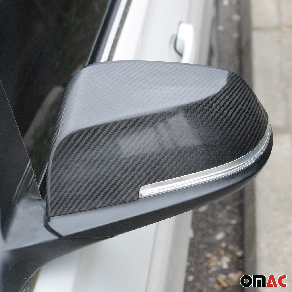 2012-2019 BMW 3 Series F30 F31 F34 Side Mirror Cover Caps Carbon Fiber Black 2Pcs