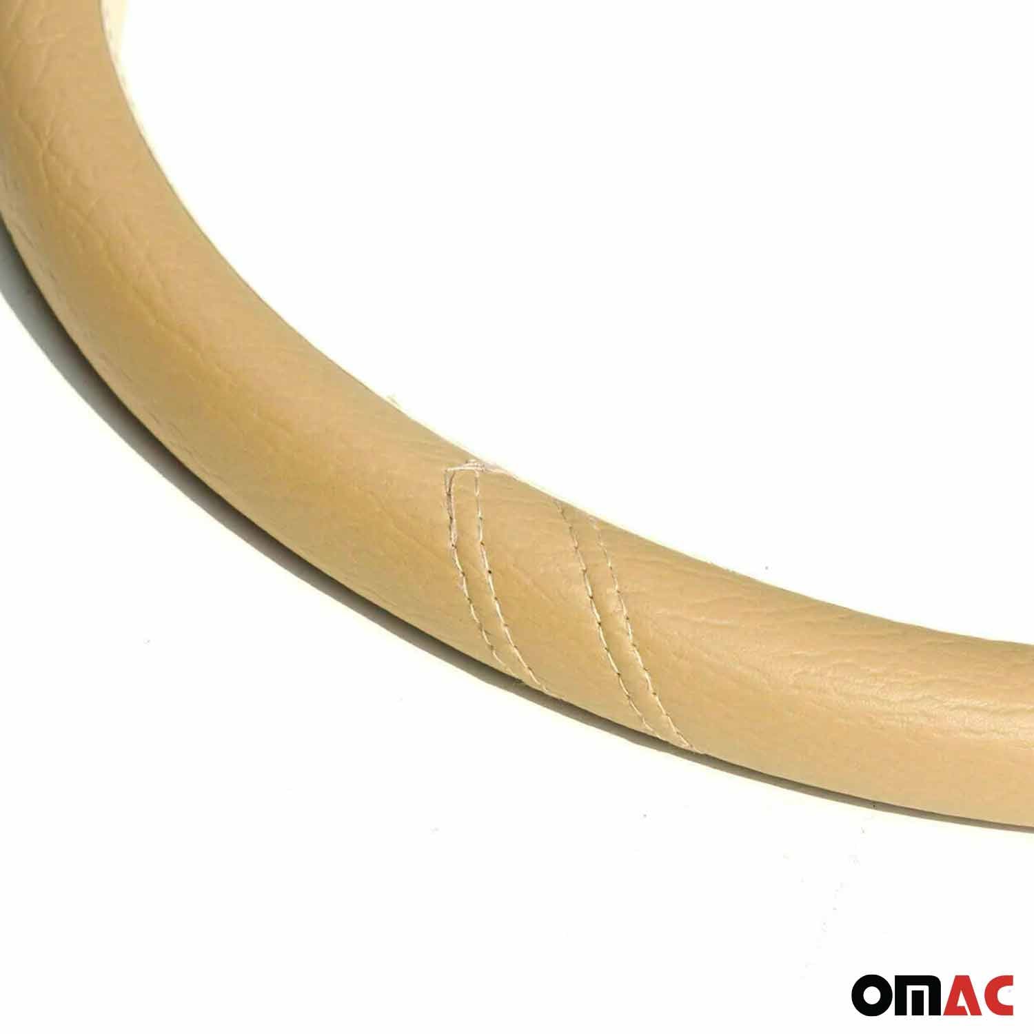 14.5-15.5’’ Steering Wheel Cover Dark Beige Leather Anti-slip Breathable