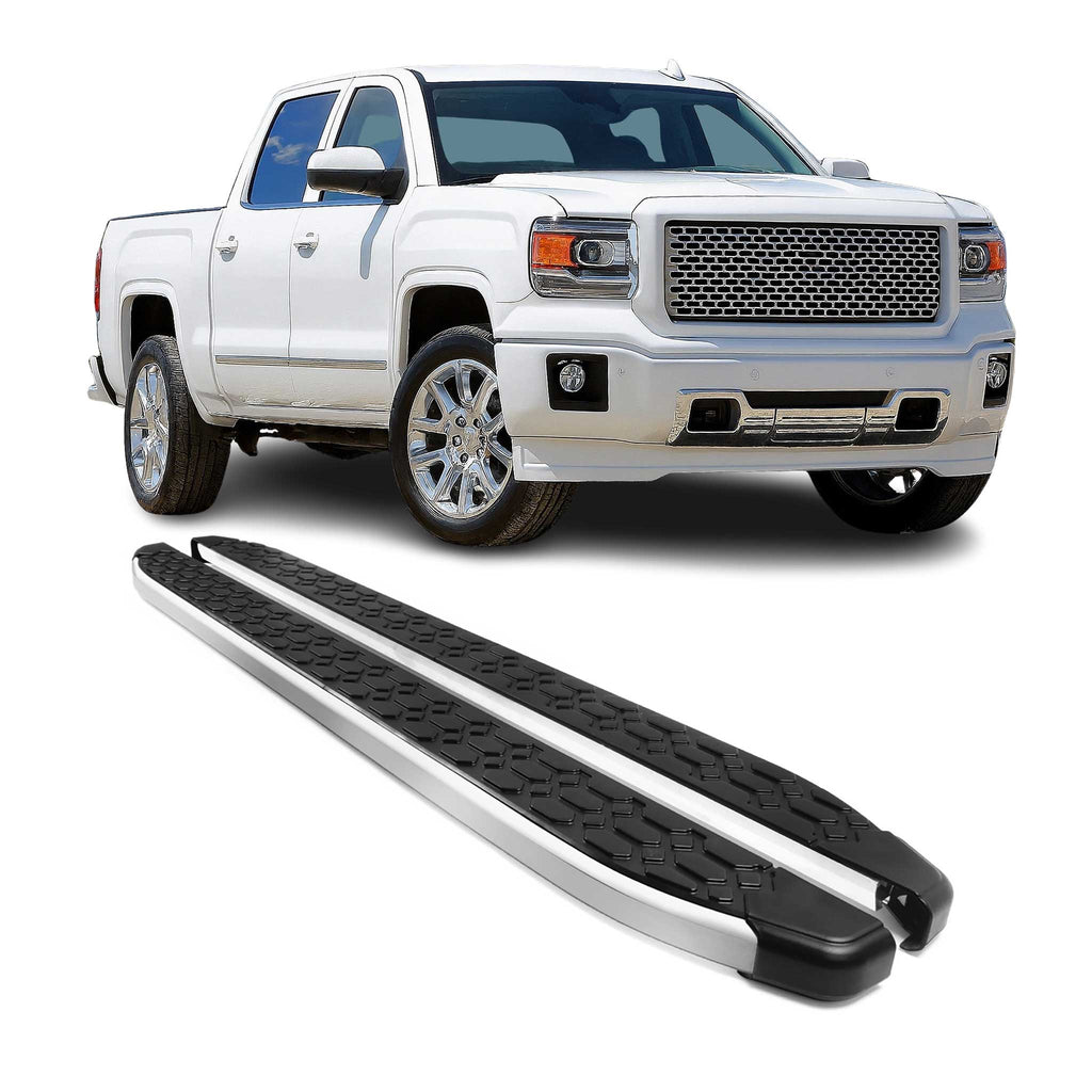 2014-2018 GMC Sierra 1500 2500HD 3500HD Running Boards Side Steps Silver & Black
