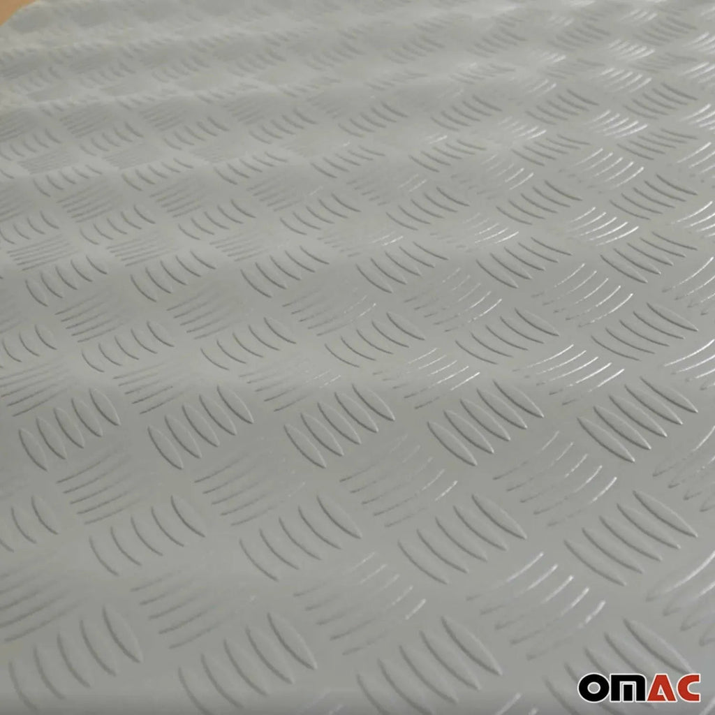Rubber Truck Bed Liner Trunk Mat Flooring Mat Black & Grey Aluminium Look