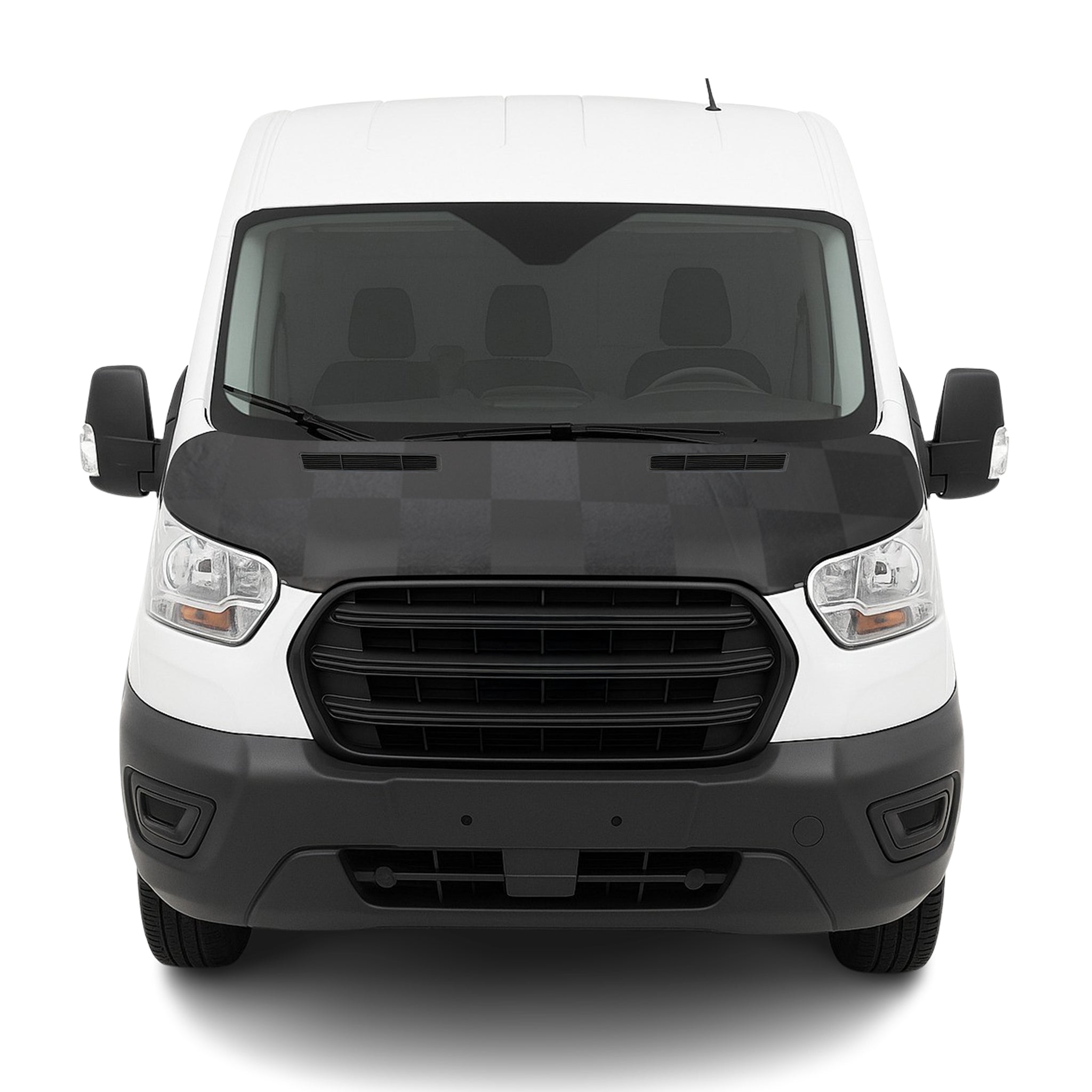 2015-2026 Ford Transit Car Bonnet Mask Hood Bra Black Full Cover Chequered