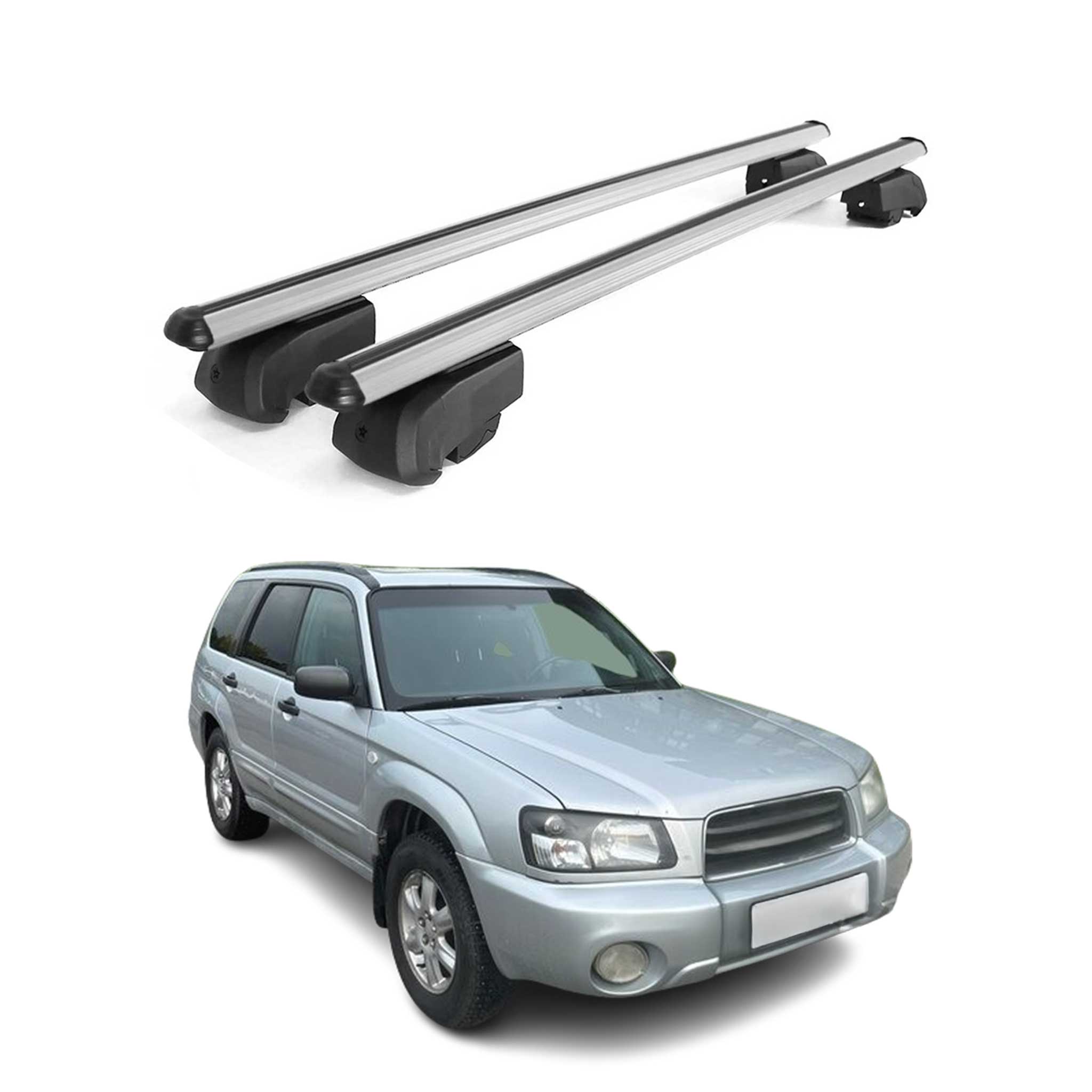 For 2003-2008 Subaru Forester II Lockable Roof Rack Cross Bars Carrier Gray