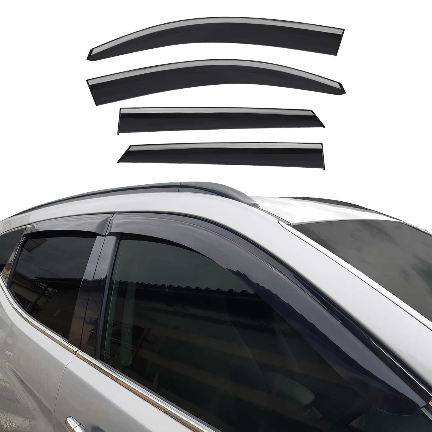 2016-2021 Hyundai Tucson Window Visor Vent Rain Deflector 4Pcs Smoke
