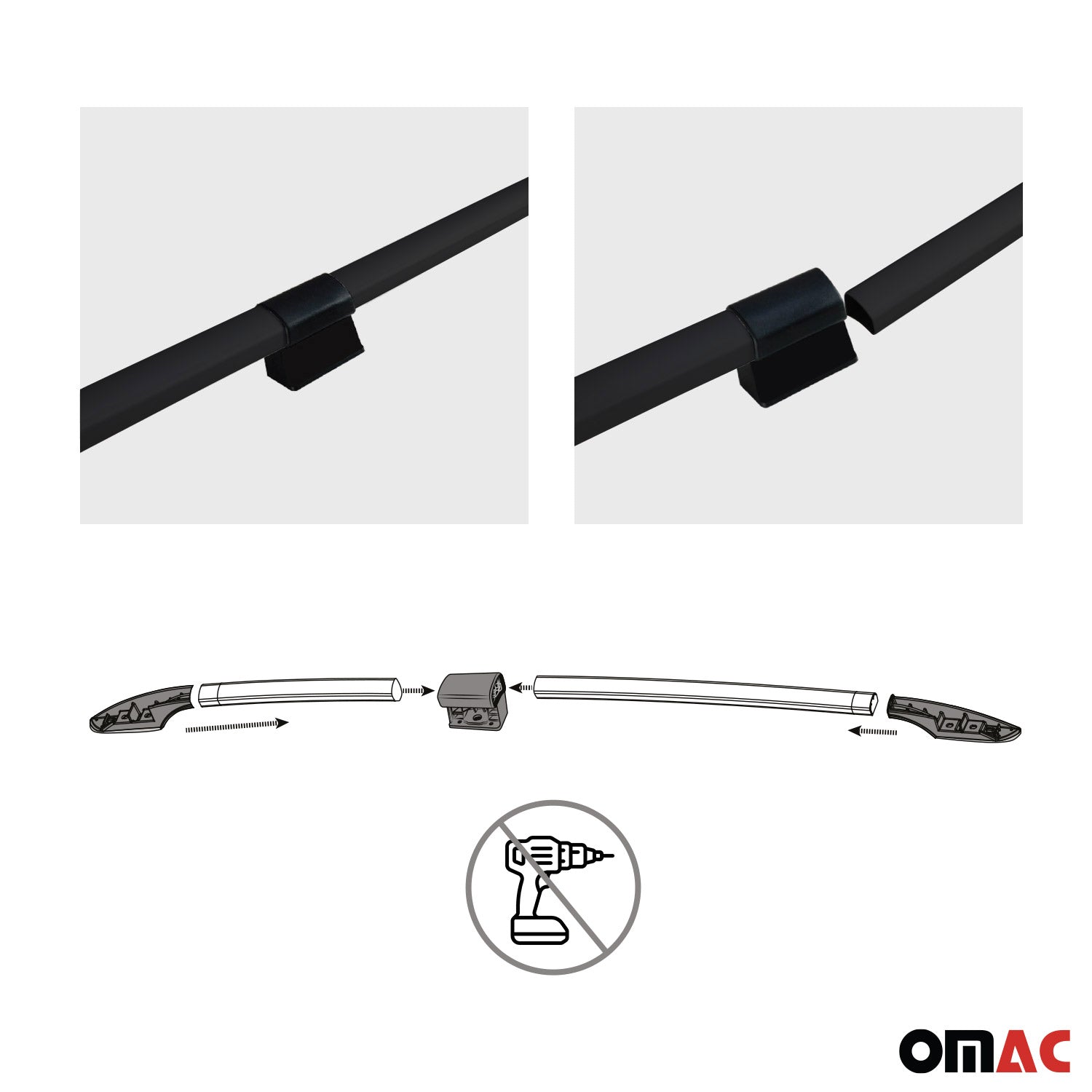 2015-2018 Chevrolet City Express Roof Rack Rails Side Rails Black
