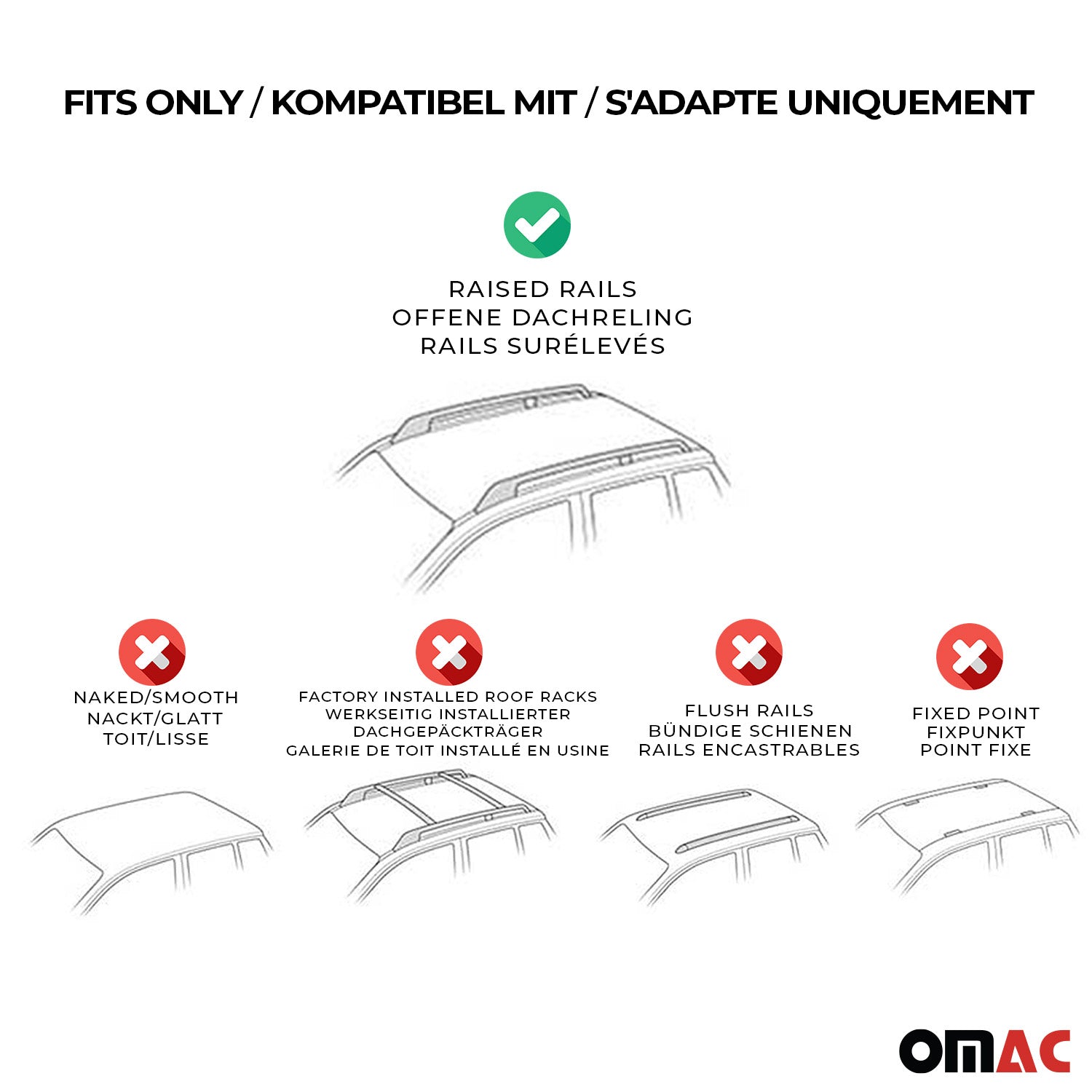 2004-2016 Cadillac SRX Roof Rack Cross Bars Black