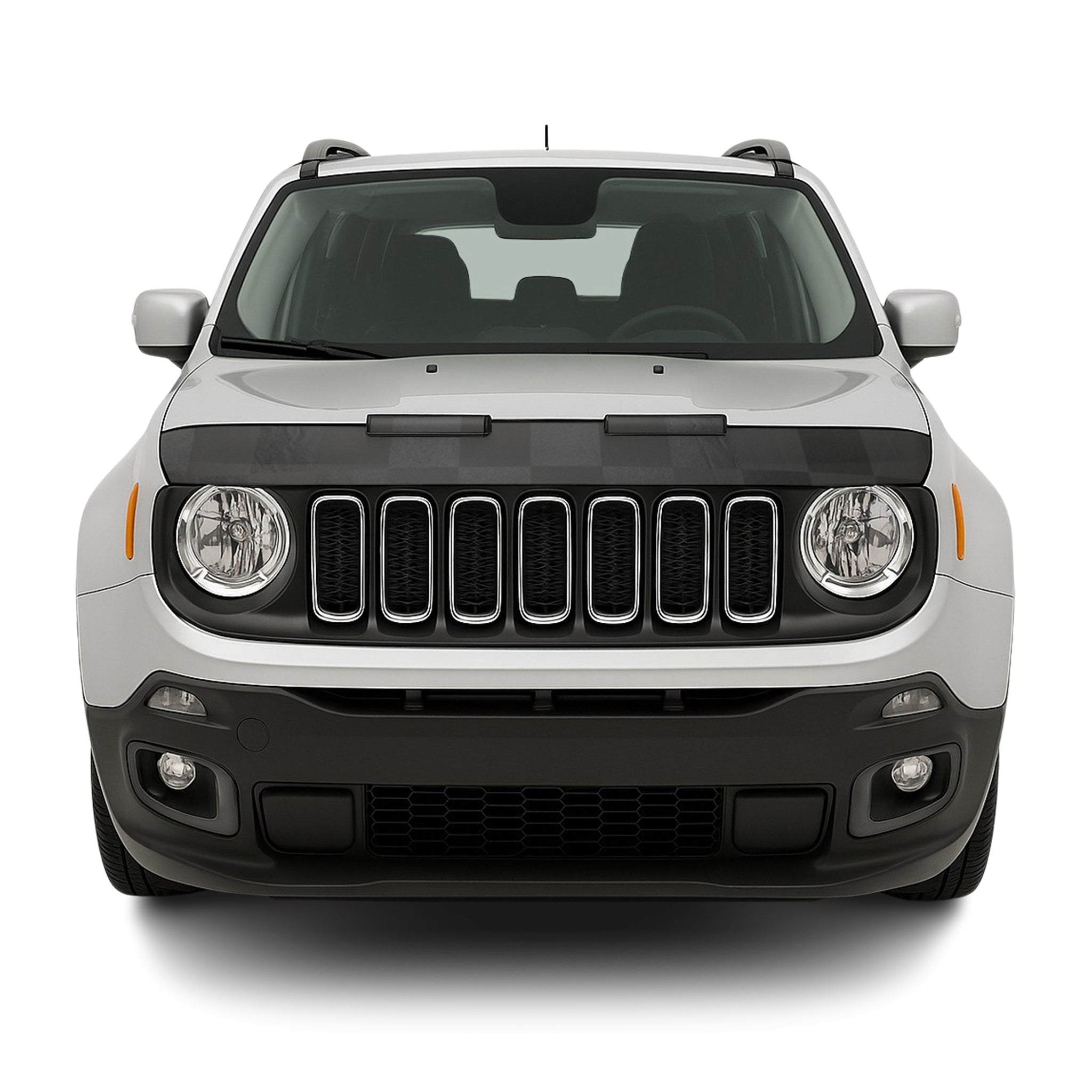 2015-2024 Jeep Renegade Car Bonnet Mask Hood Bra Black Chequered
