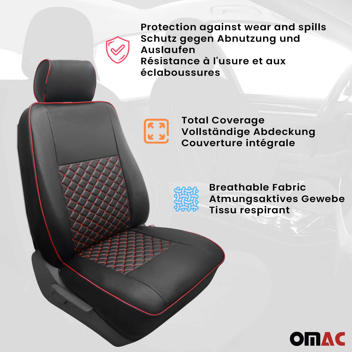 2014-2026 RAM ProMaster Leather Custom fit Car Seat Cover Black White