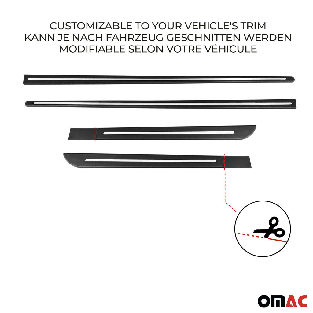Audi Side Door Molding Trim Skirt Garnish Stainless Steel Silver 4 Pcs