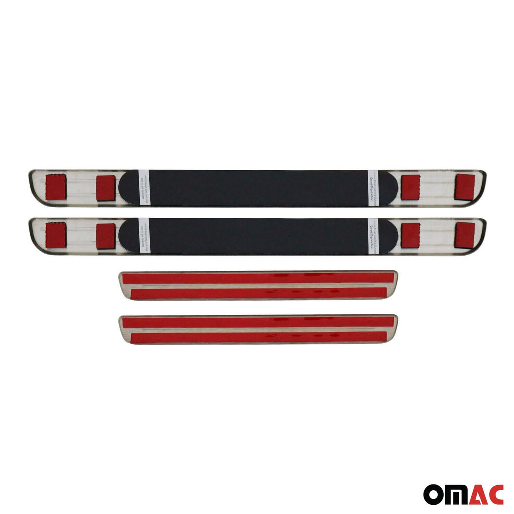 Jeep Door Sill Scuff Plate Illuminated Brushed Stainless Steel Brushed Silver 4Pcs