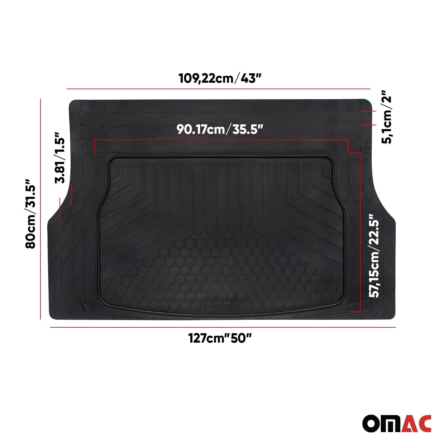 Ford Explorer Semi-Custom fit Cargo Mats Liner All Weather Black Rubber