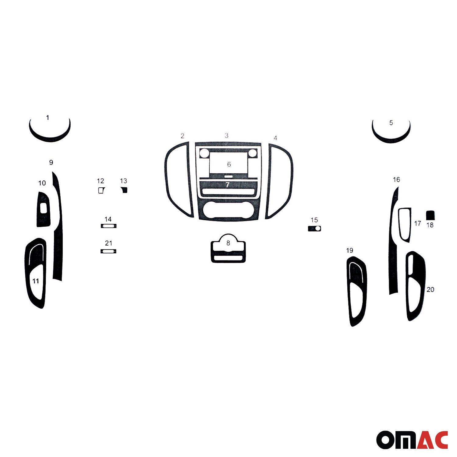 2016-2024 Mercedes Metris Wooden Look Dashboard Console Trim Kit 21Pcs