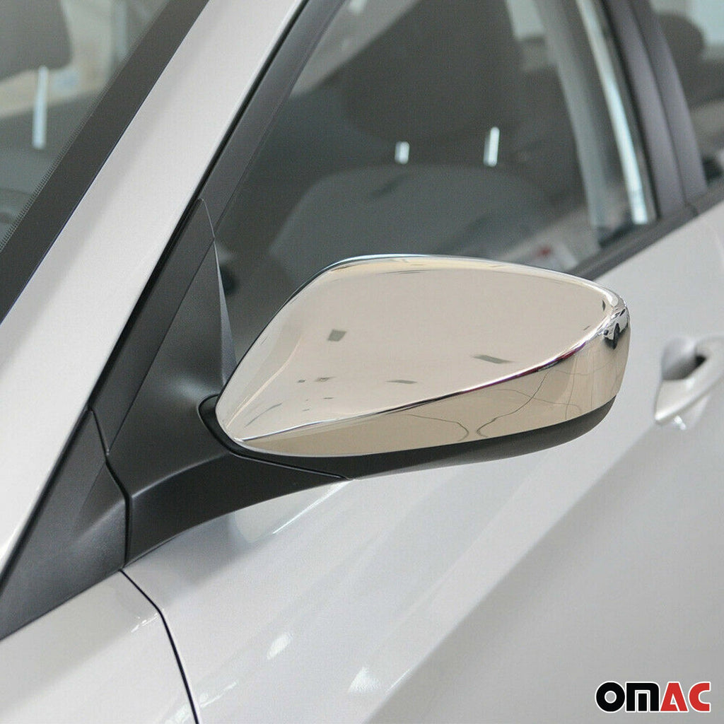 2011-2015 Hyundai Elantra Side Mirror Cover Caps Stainless Steel Silver 2 Pcs