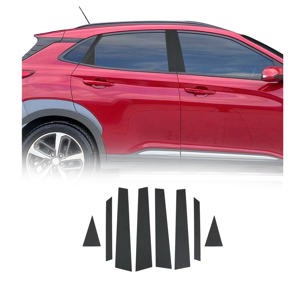 2018-2023 Hyundai Kona Window B Pillar Posts Door Trim Cover Stainless Steel & Foiled