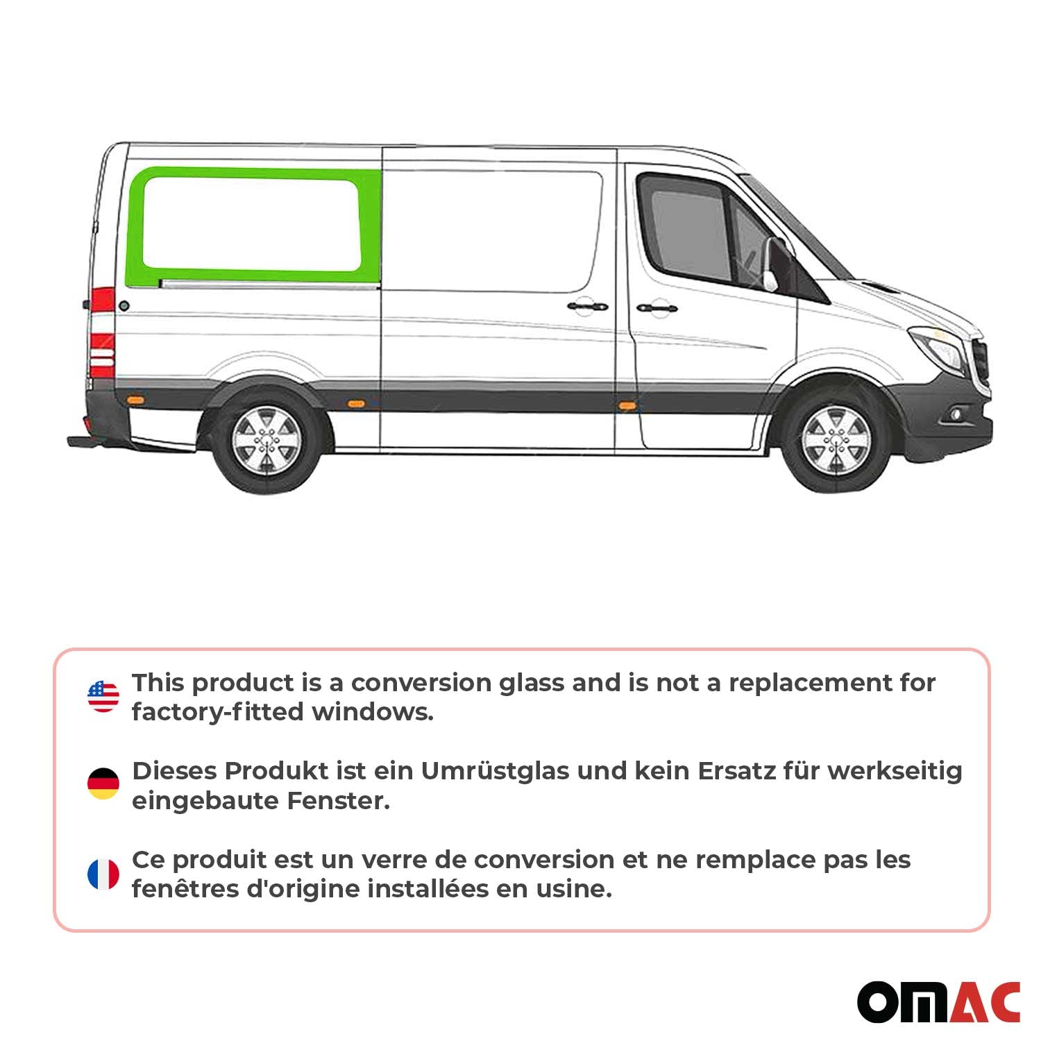 2010-2018 Mercedes Sprinter W906 Window Glass Rear Right Side Sliding Door L2