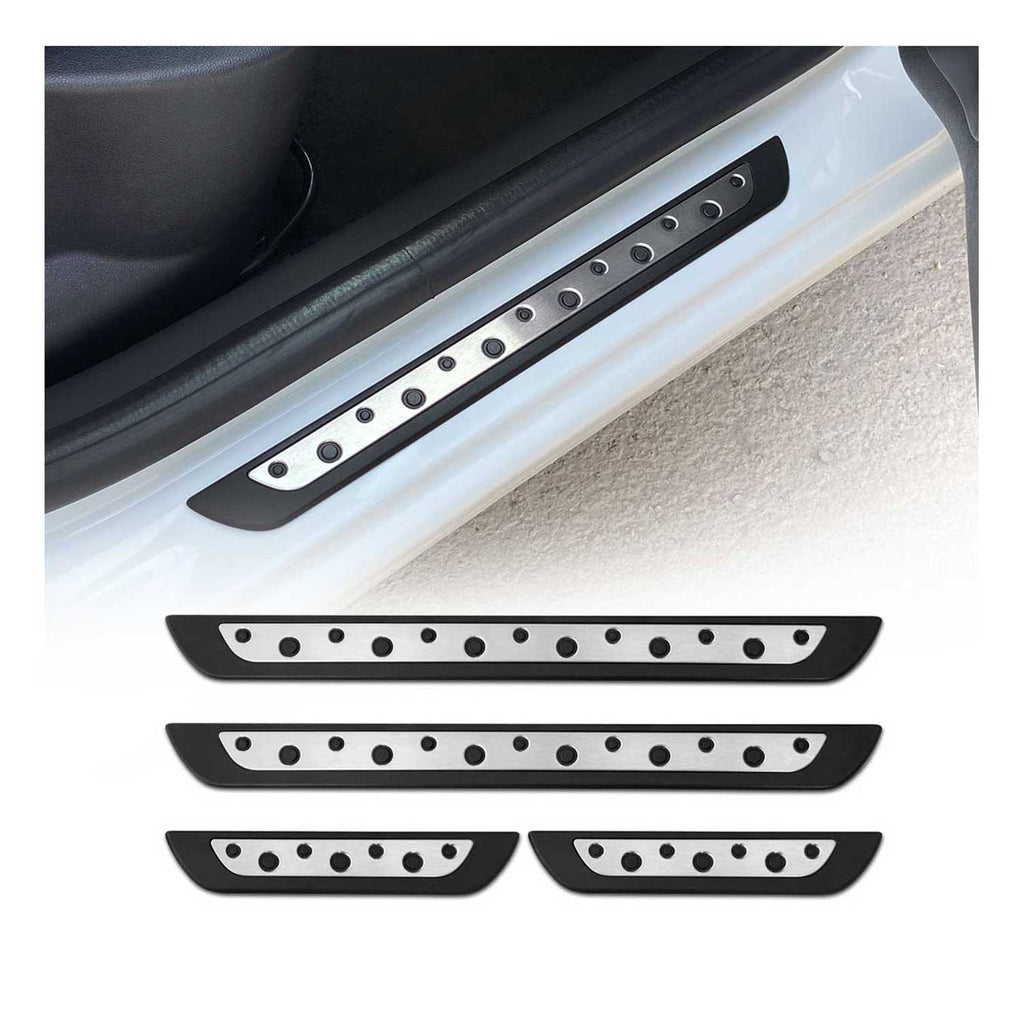 Door Sill Scuff Plate Scratch Protector for Audi Stainless Steel Silver 4 Pcs