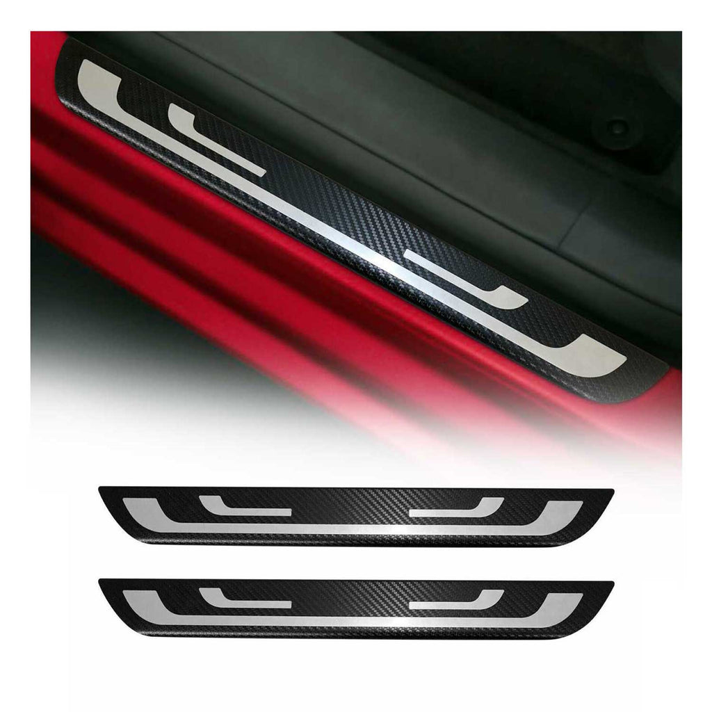 2017-2019 Ford Escape Door Sill Scuff Plate Illuminated Stainless Steel Carbon Foiled
